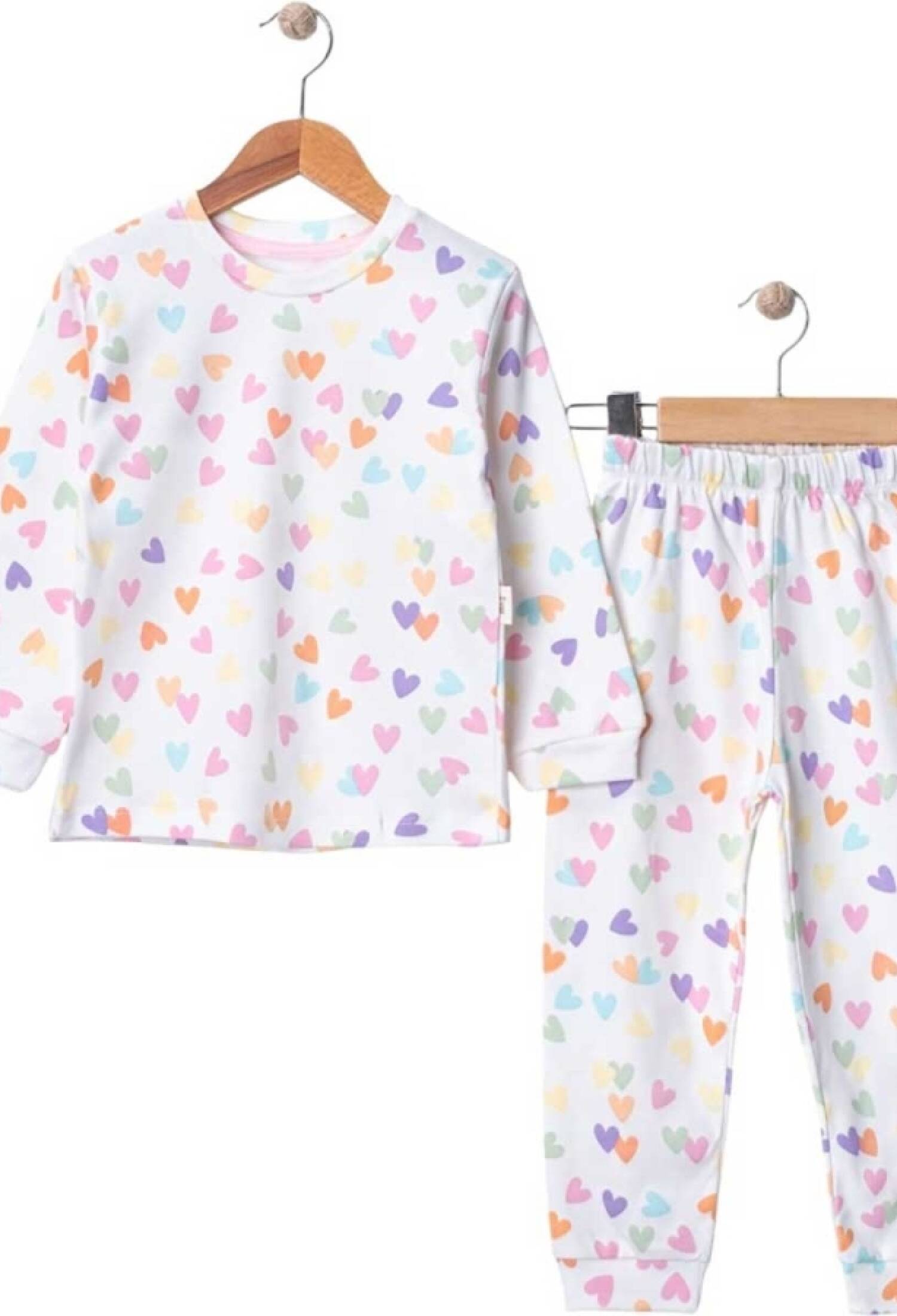 Kalp Desenli Kız Pijama Takım - Brand: SÜPERMİNİ - Kids & Bby Clothes From Peralane Kids Turkey