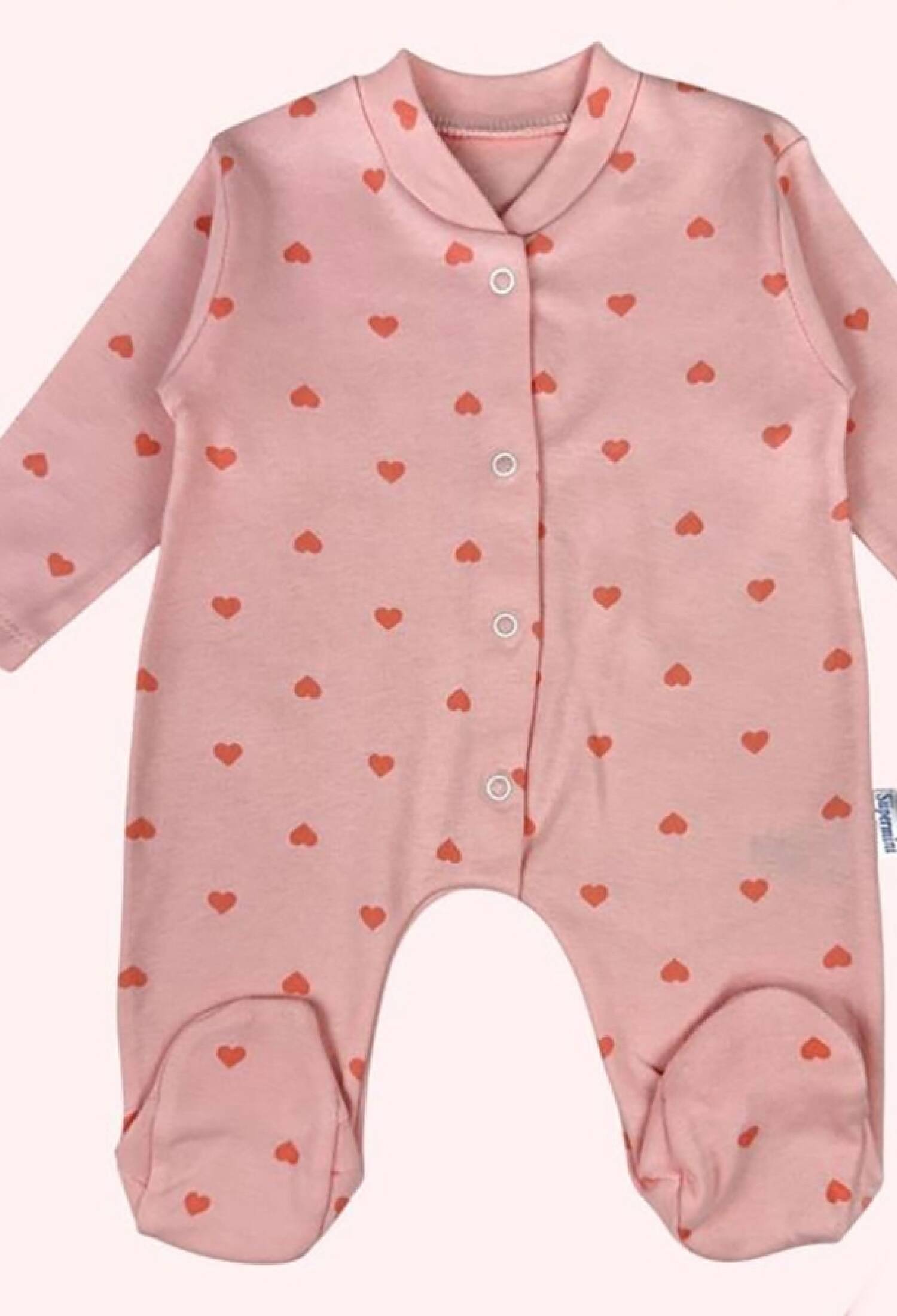 Kalp Desenli Patikli Kız Bebe Tulum - Brand: SÜPERMİNİ - Kids & Bby Clothes From Peralane Kids Turkey