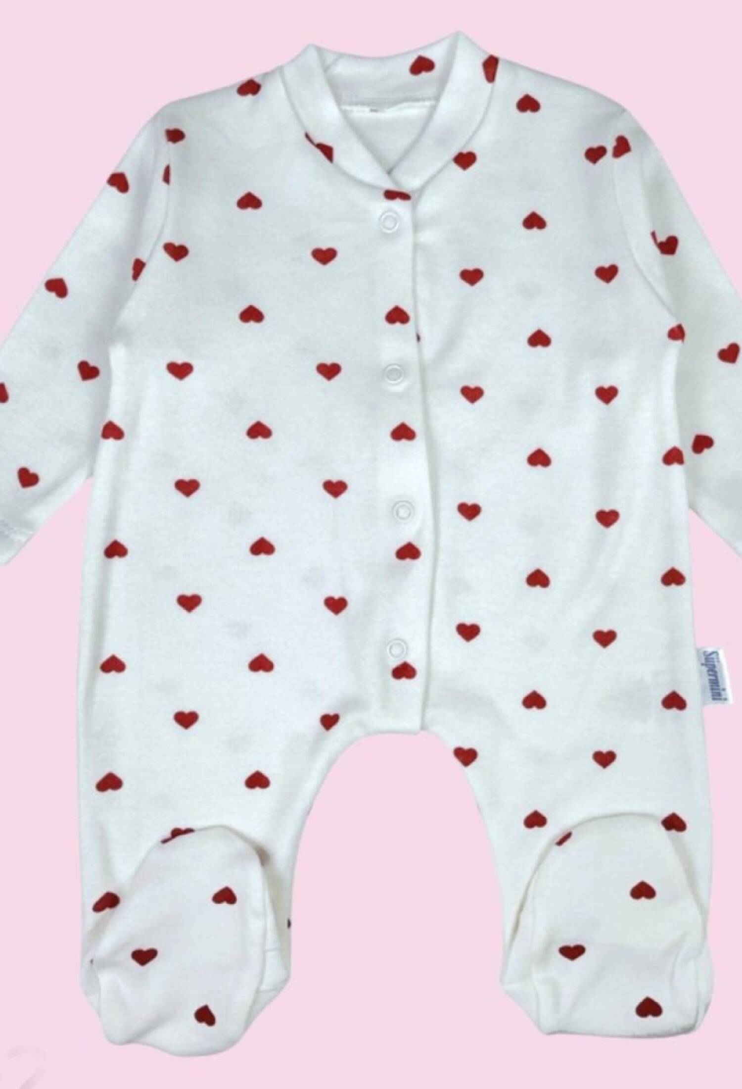 Kalp Desenli Patikli Kız Bebe Tulum - Brand: SÜPERMİNİ - Kids & Bby Clothes From Peralane Kids Turkey