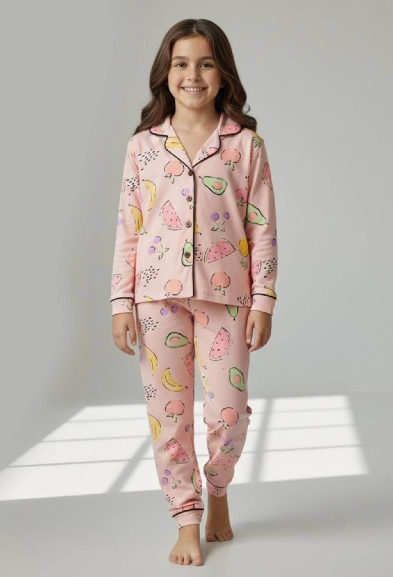 Karpuz Desenli Yakalı Kız Pijama Takım - Brand: SÜPERMİNİ - Kids & Bby Clothes From Peralane Kids Turkey