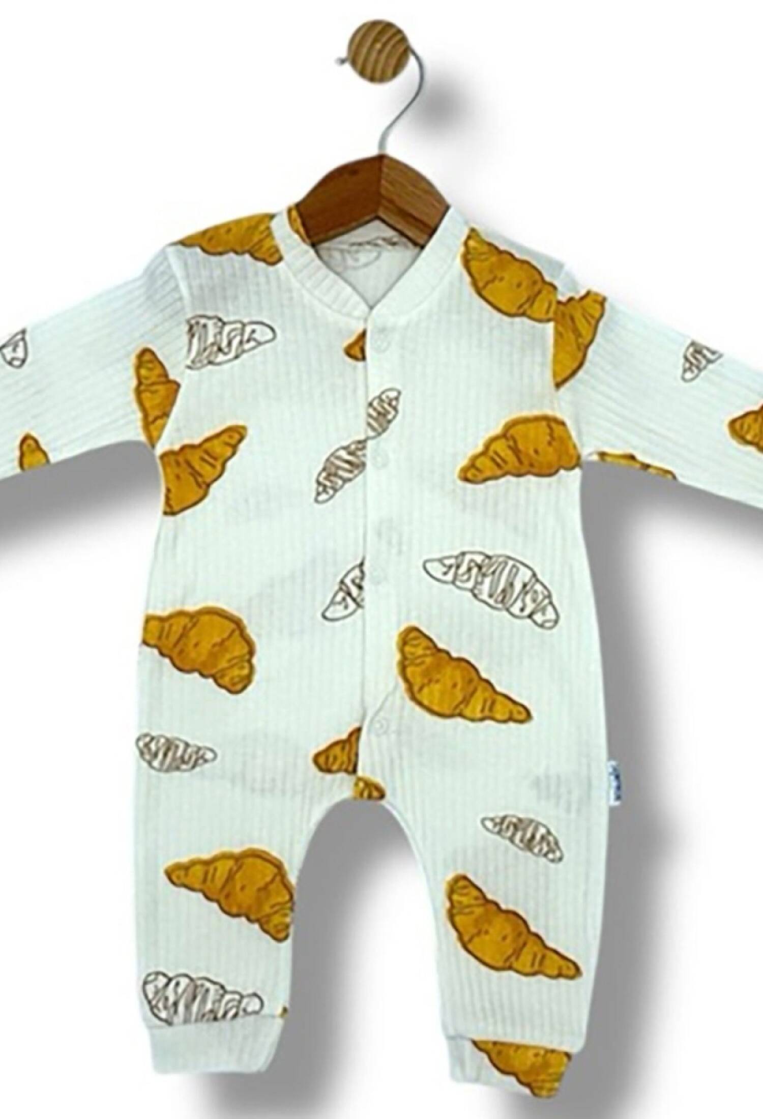 Kruvasan Desenli Raporlu Erkek Bebe Tulum - Brand: SÜPERMİNİ - Kids & Bby Clothes From Peralane Kids Turkey