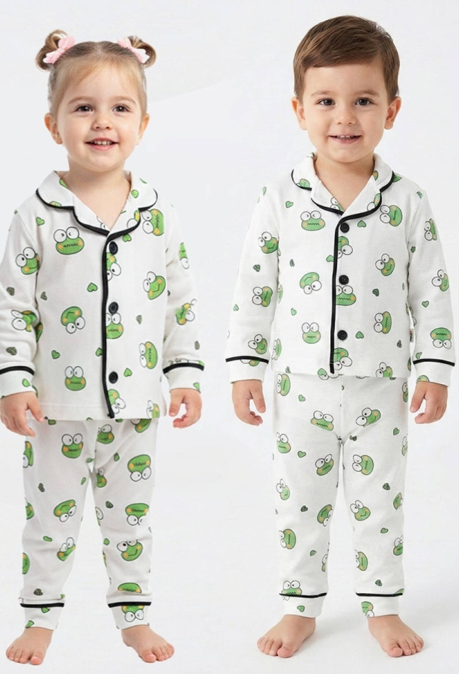 Kurbağa Desenli Yakalı Unisex Pijama Takım - Brand: DOLAŞ - Kids & Bby Clothes From Peralane Kids Turkey