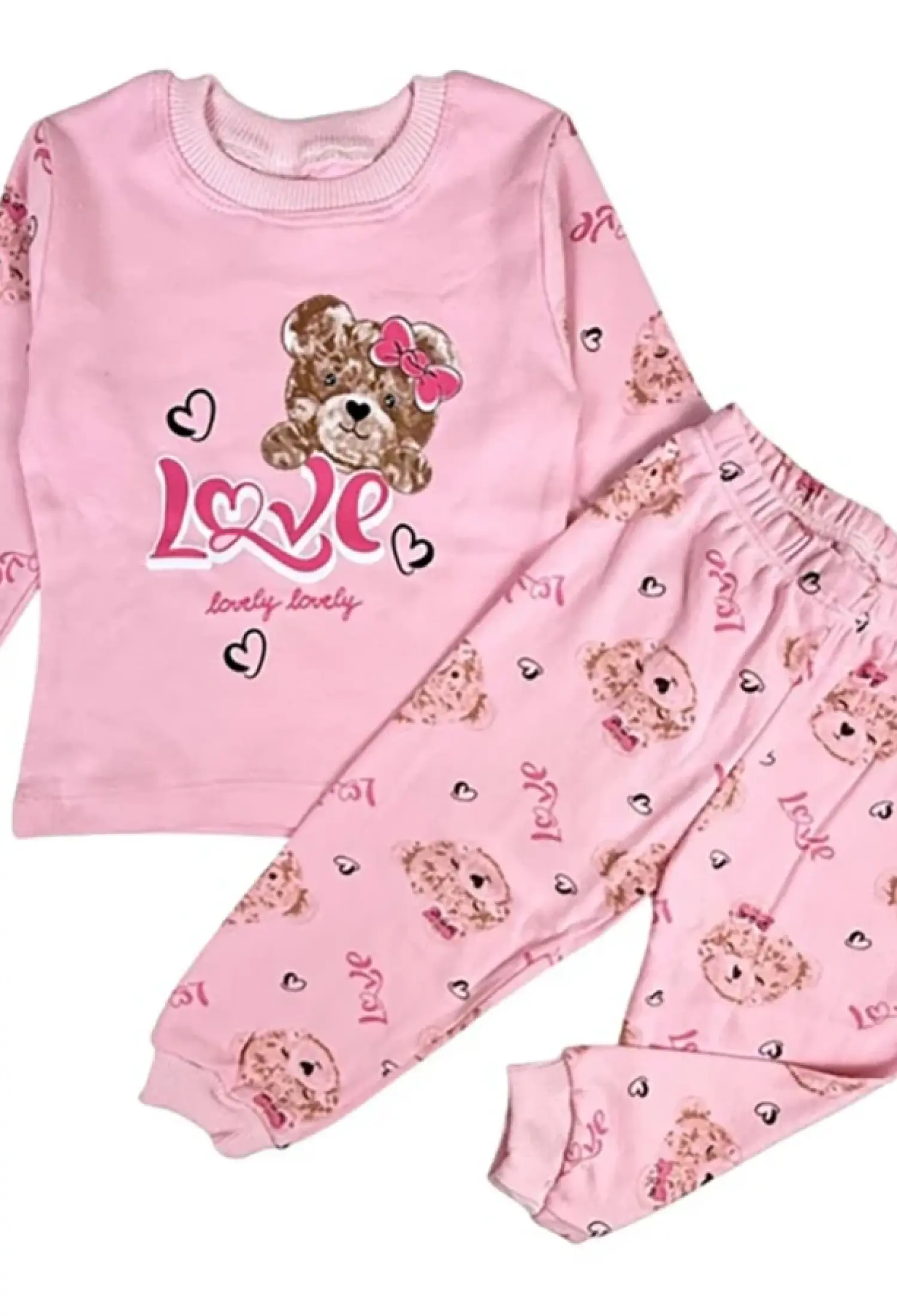 Love Baskılı Kız Pijama Takım - Brand: SÜPERMİNİ - Kids & Bby Clothes From Peralane Kids Turkey