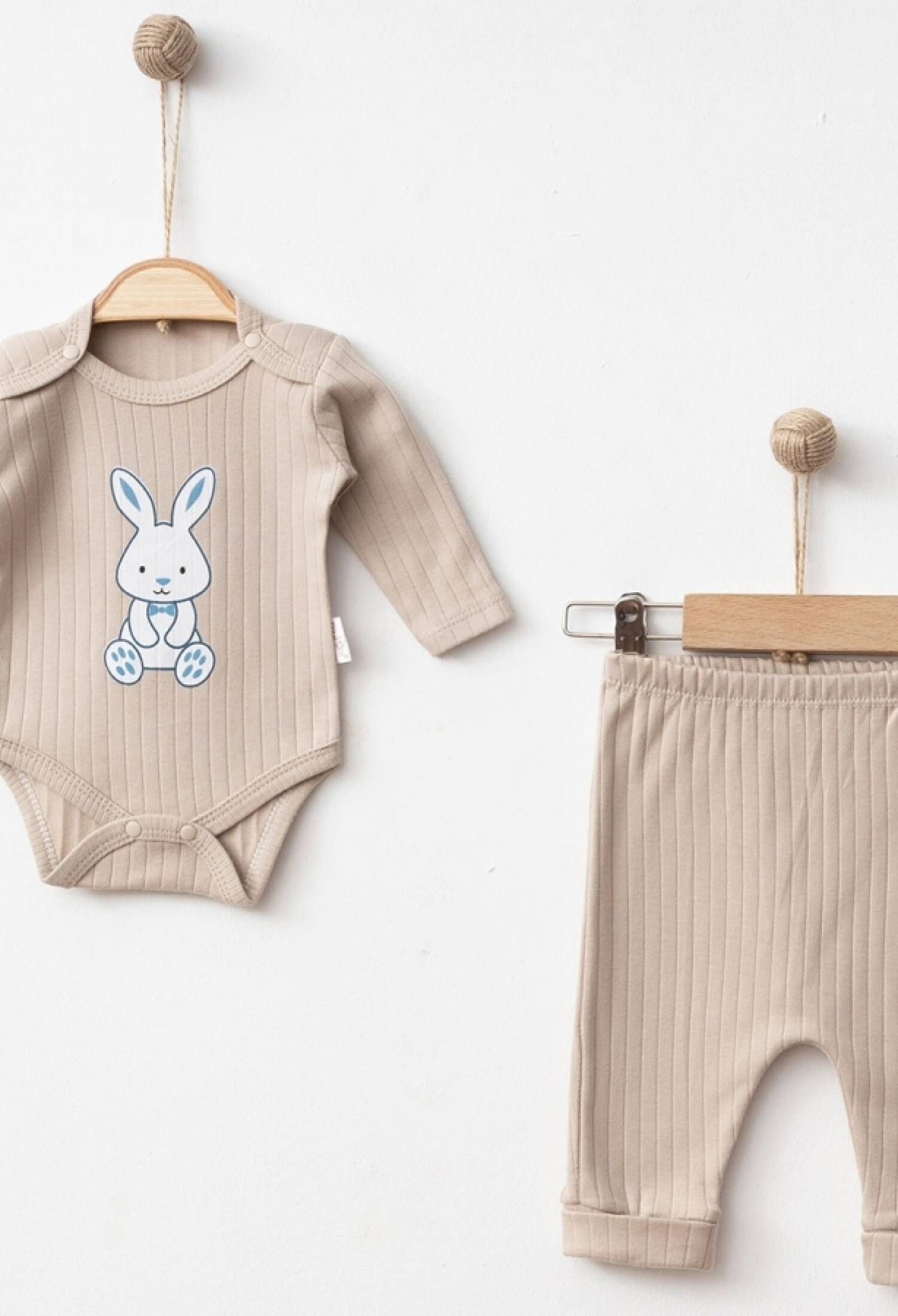 Tavşan Baskılı Raporlu Unisex Bebe Takım - Brand: NAYINOM - Kids & Bby Clothes From Peralane Kids Turkey