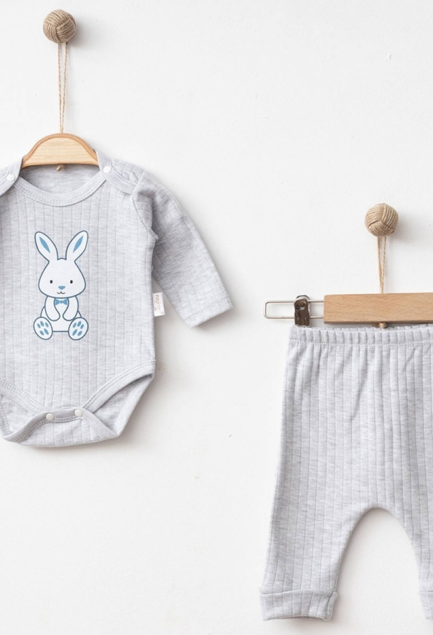 Tavşan Baskılı Raporlu Unisex Bebe Takım - Brand: NAYINOM - Kids & Bby Clothes From Peralane Kids Turkey