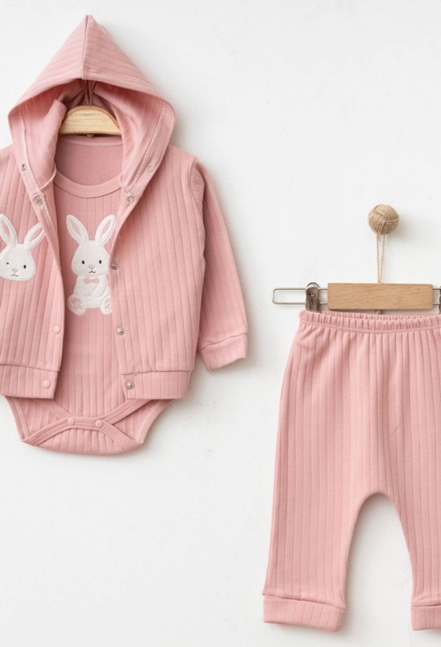 Tavşan Nakışlı Üçlü Erkek Bebe Takım - Brand: NAYINOM - Kids & Bby Clothes From Peralane Kids Turkey