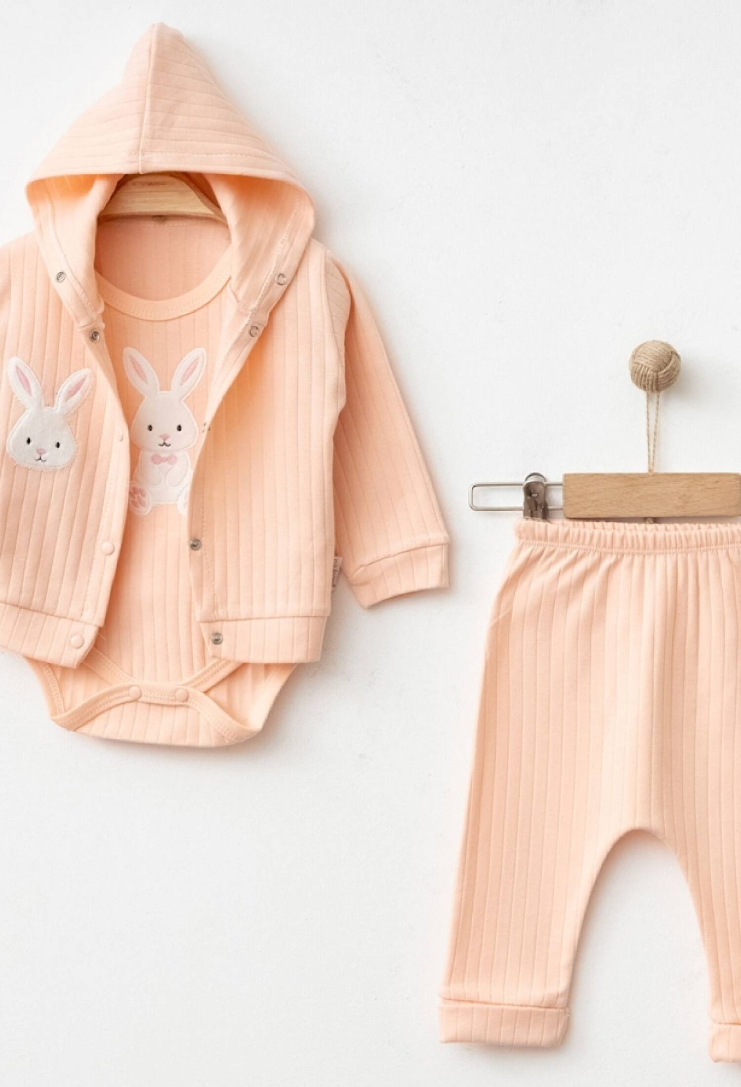 Tavşan Nakışlı Üçlü Erkek Bebe Takım - Brand: NAYINOM - Kids & Bby Clothes From Peralane Kids Turkey