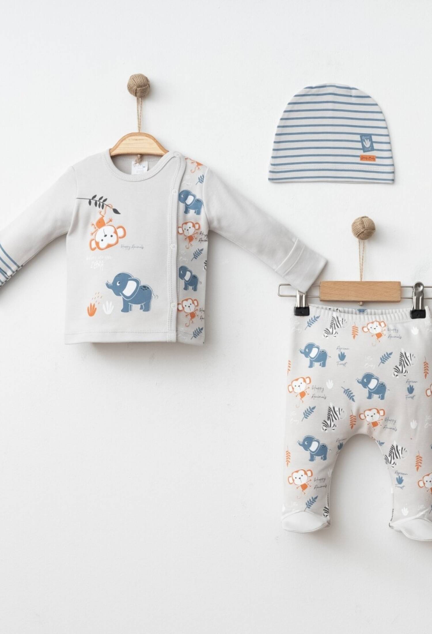 Toptan Erkek Bebek 3'lü Yenidoğan Takımı 0-3M 2043-005002 - 2043-005002 - Brand: Gümüş Baby - Kids & Bby Clothes From Peralane Kids Turkey