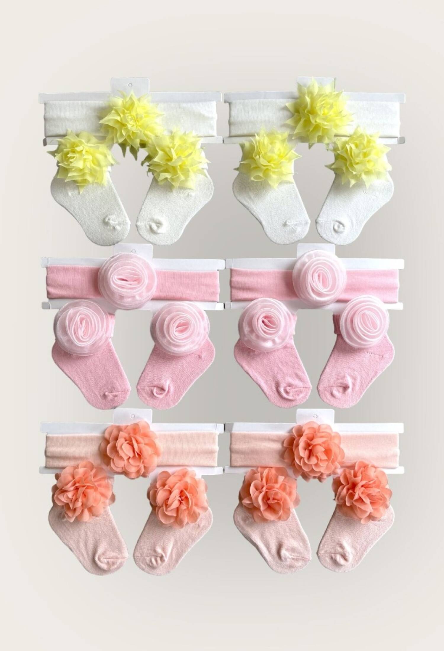 Toptan Kız Bebek Çiçekli Bandana Çorap Set 0-6M 2047-1150 - 2047-1150 - Brand: Algiy Mini - Kids & Bby Clothes From Peralane Kids Turkey