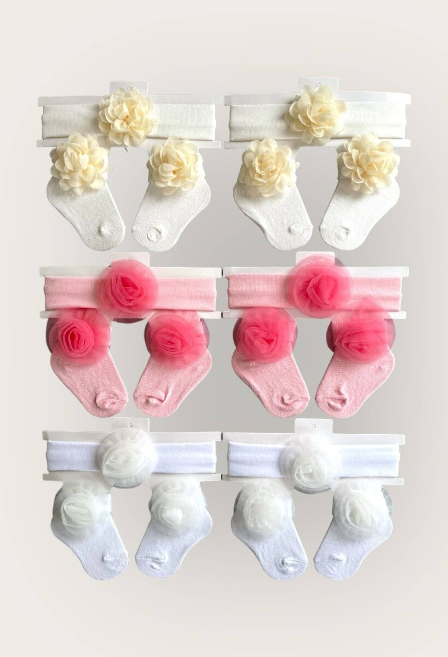 Toptan Kız Bebek Çiçekli Bandana Çorap Set 0-6M 2047-1151 - 2047-1151 - Brand: Algiy Mini - Kids & Bby Clothes From Peralane Kids Turkey