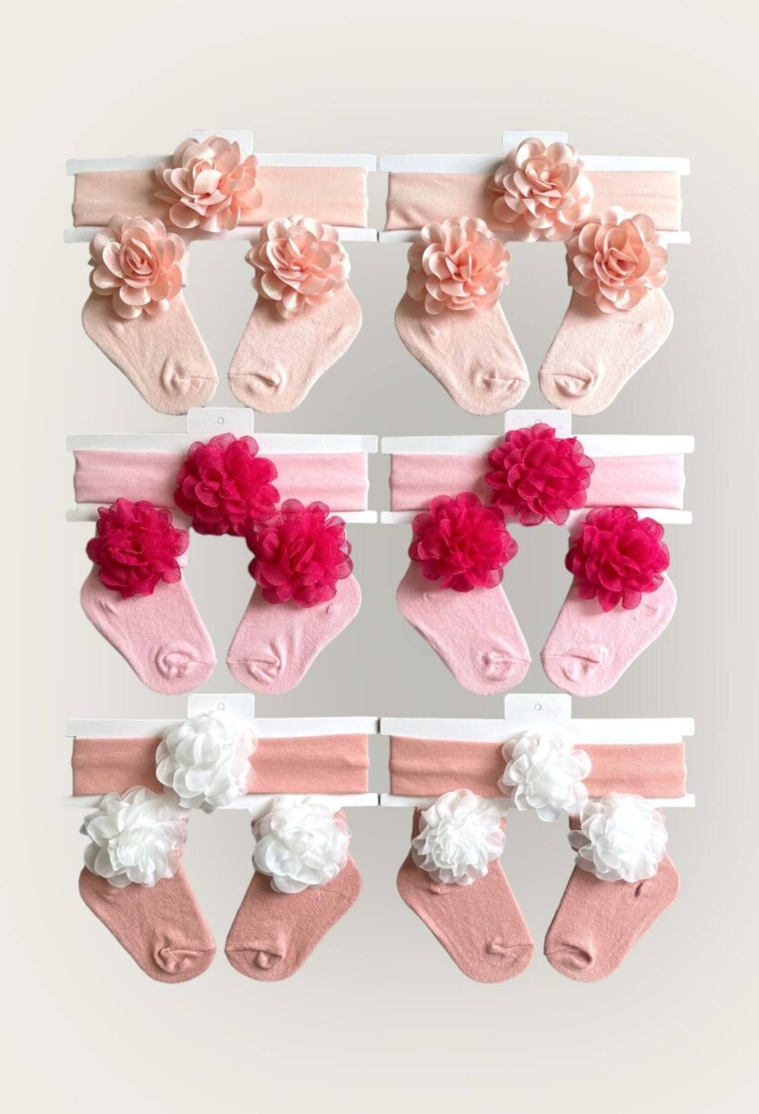 Toptan Kız Bebek Çiçekli Bandana Çorap Set 0-6M 2047-1152 - 2047-1152 - Brand: Algiy Mini - Kids & Bby Clothes From Peralane Kids Turkey