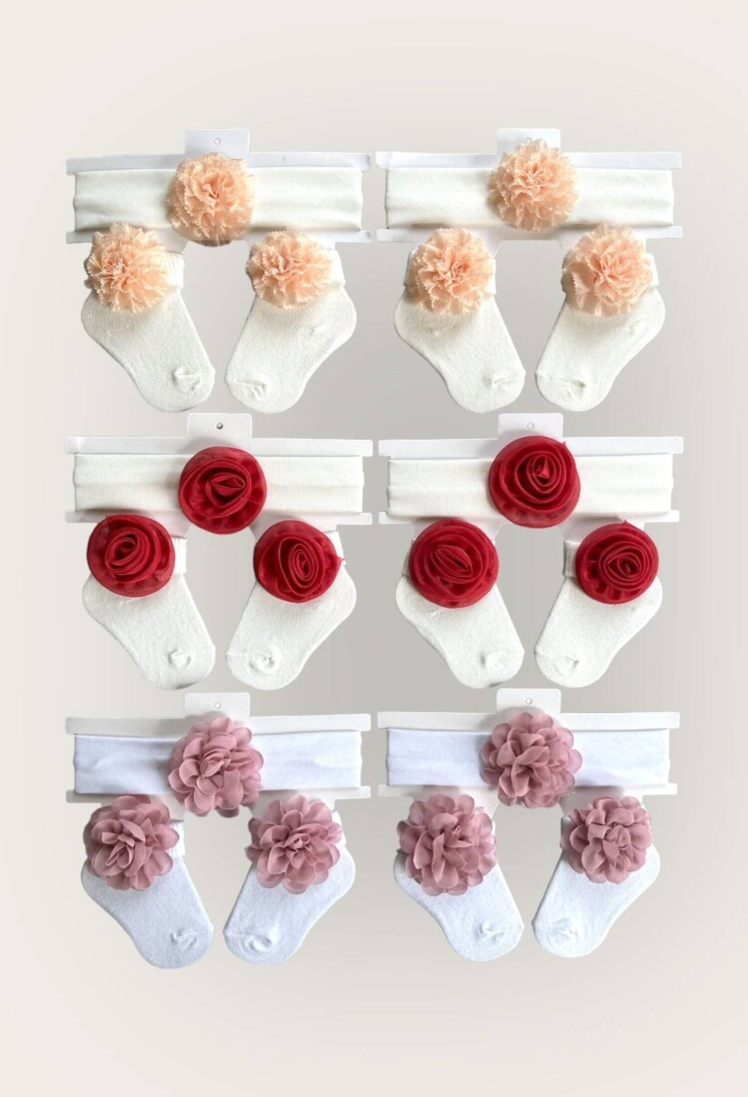 Toptan Kız Bebek Çiçekli Bandana Çorap Set 0-6M 2047-1154 - 2047-1154 - Brand: Algiy Mini - Kids & Bby Clothes From Peralane Kids Turkey