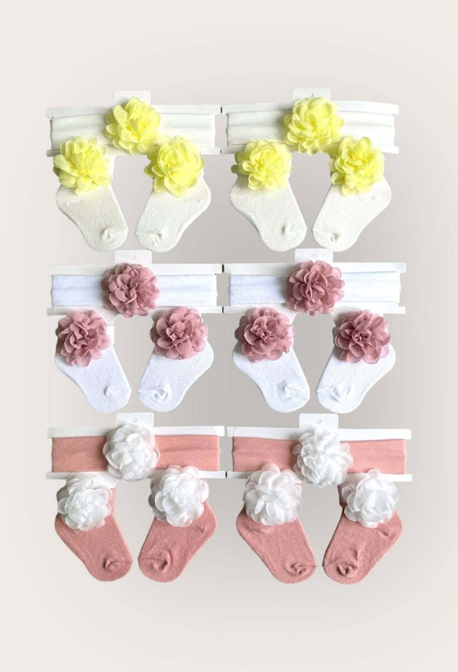 Toptan Kız Bebek Çiçekli Bandana Çorap Set 0-6M 2047-1158 - 2047-1158 - Brand: Algiy Mini - Kids & Bby Clothes From Peralane Kids Turkey