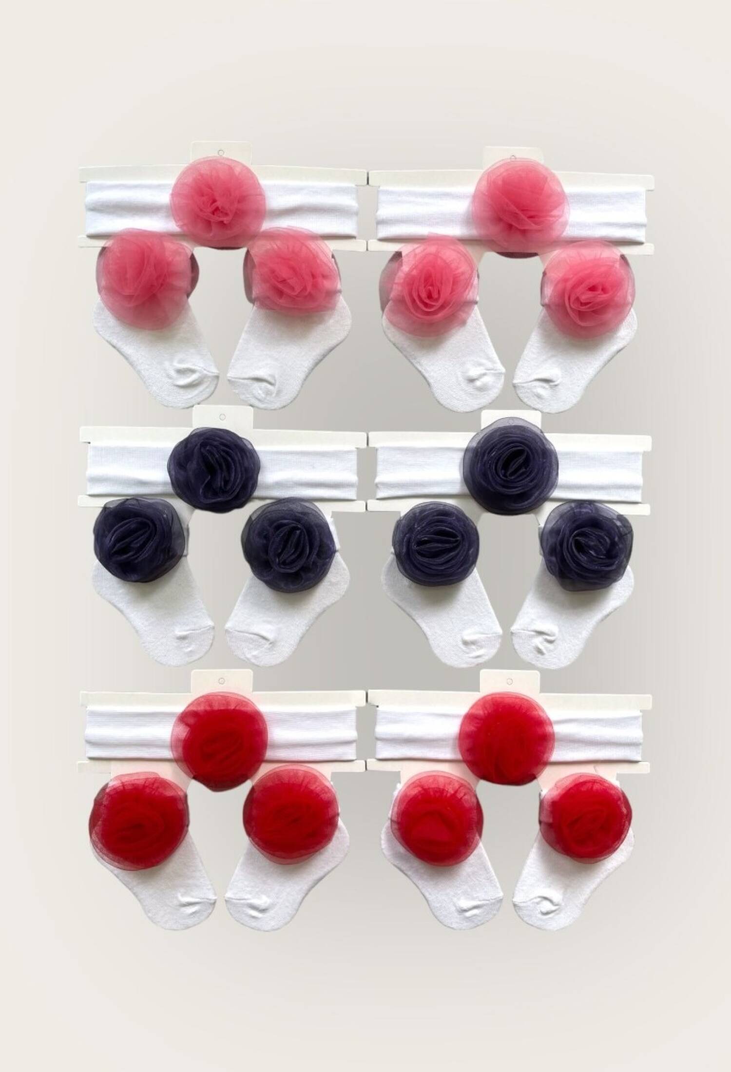 Toptan Kız Bebek Çiçekli Bandana Çorap Set 0-6M 2047-1159 - 2047-1159 - Brand: Algiy Mini - Kids & Bby Clothes From Peralane Kids Turkey