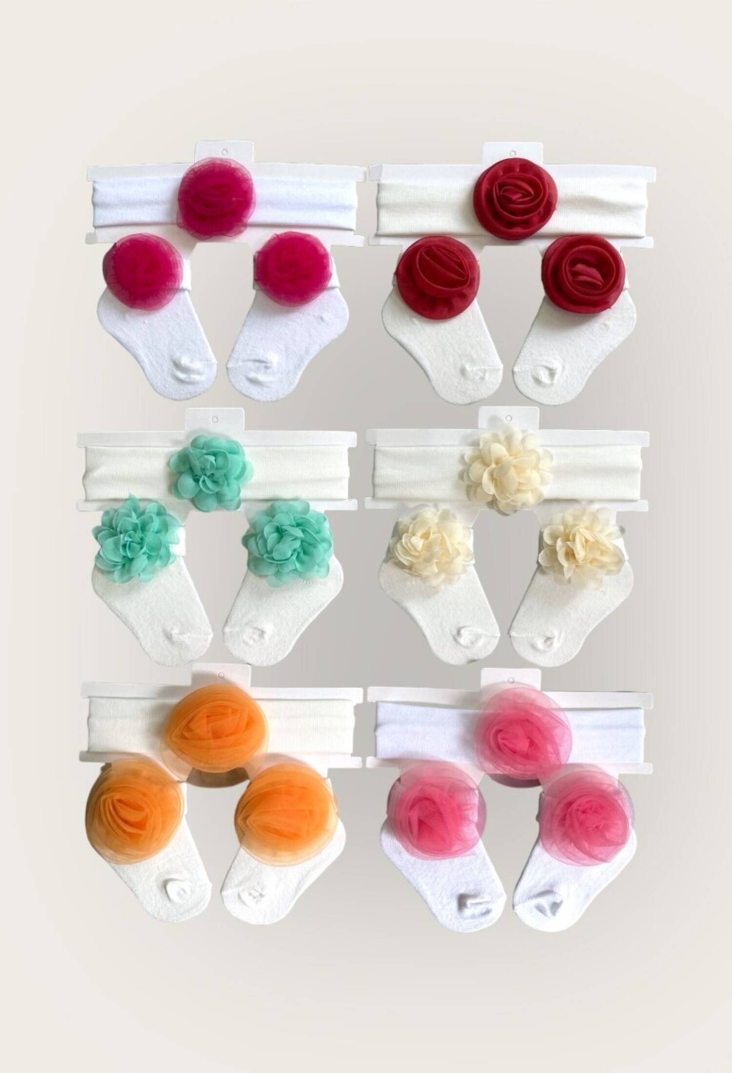 Toptan Kız Bebek Çiçekli Bandana Çorap Set 0-6M 2047-1166 - 2047-1166 - Brand: Algiy Mini - Kids & Bby Clothes From Peralane Kids Turkey