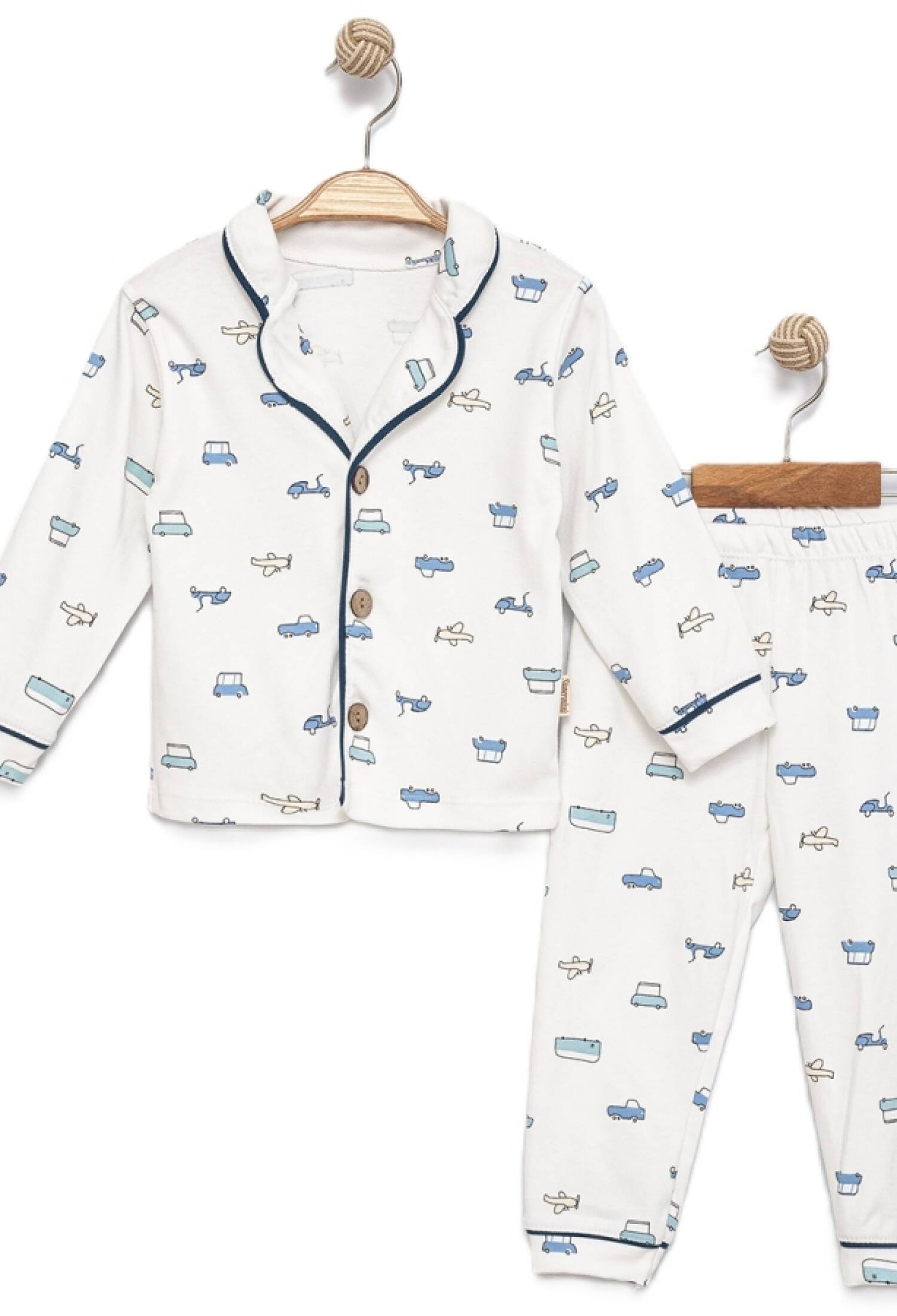 Uçak Desenli Yakalı Düğmeli Erkek Pijama Takım - Brand: SÜPERMİNİ - Kids & Bby Clothes From Peralane Kids Turkey