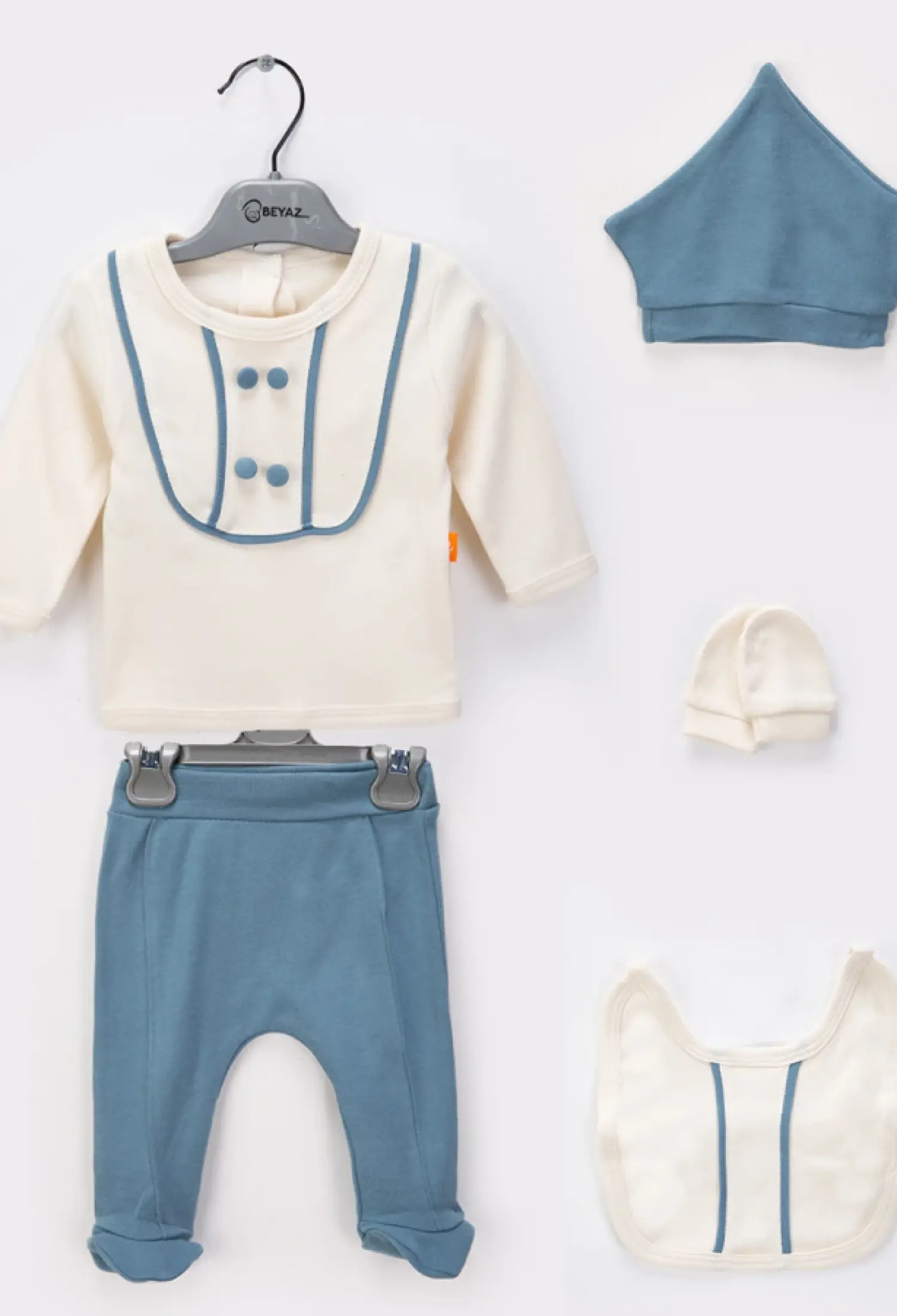Yenidoğan Erkek Bebe 5li Set - Brand: BEYAZ BEBEK - Kids & Bby Clothes From Peralane Kids Turkey