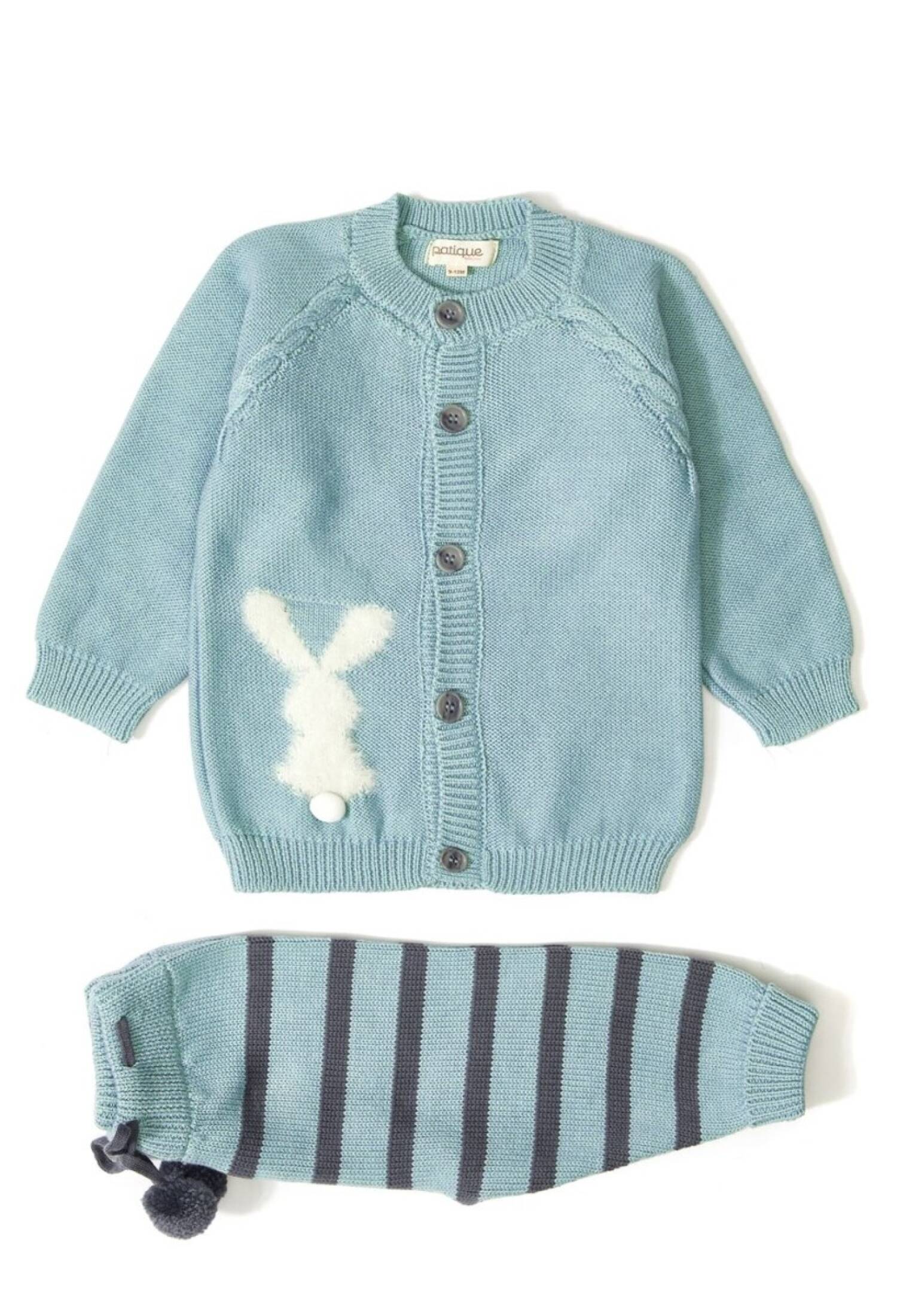 100% Organic Cotton With GOTS Certified Knitwear Bunny Stripe Two Piece Set 3-12M Uluda? Triko 1061-21033 - 1061-21033