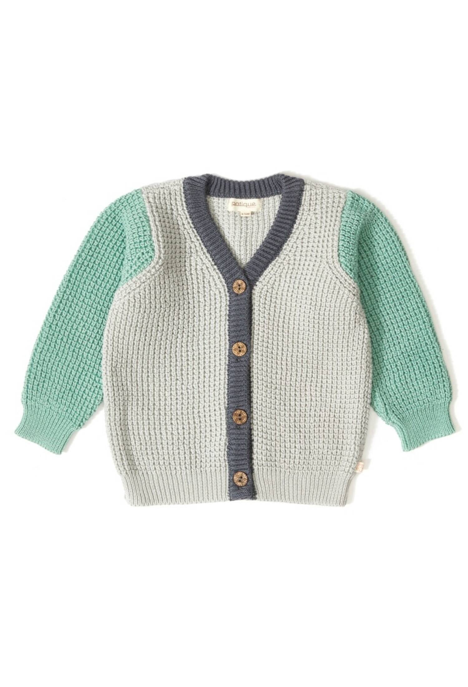 100% Organic Cotton With GOTS Certified Knitwear Color Block Cardigan