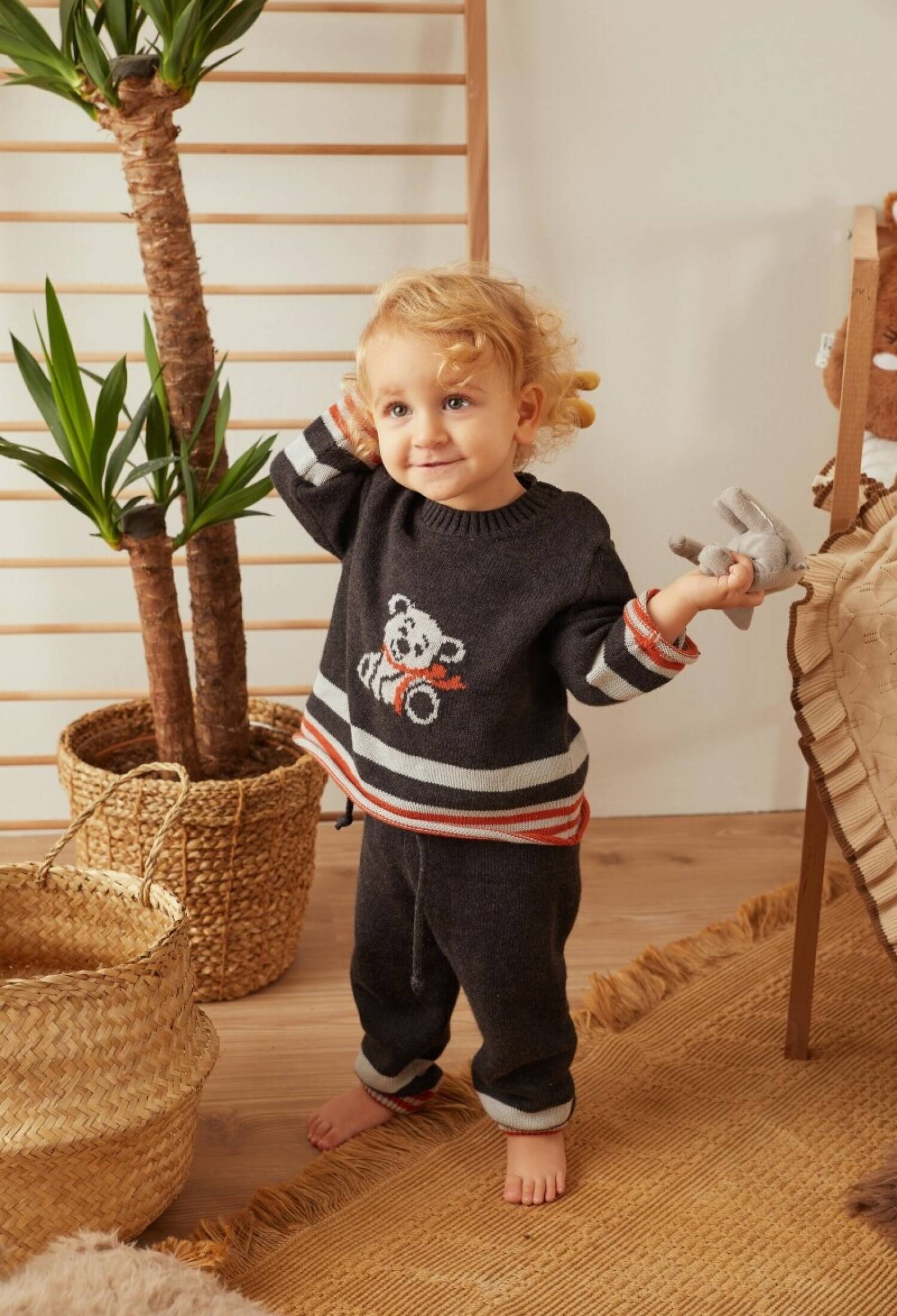 100% Organic Cotton With GOTS Certified Knitwear Funny Bear Two Piece Set 3-12M Uluda? Triko 1061-21060 - 1061-21060