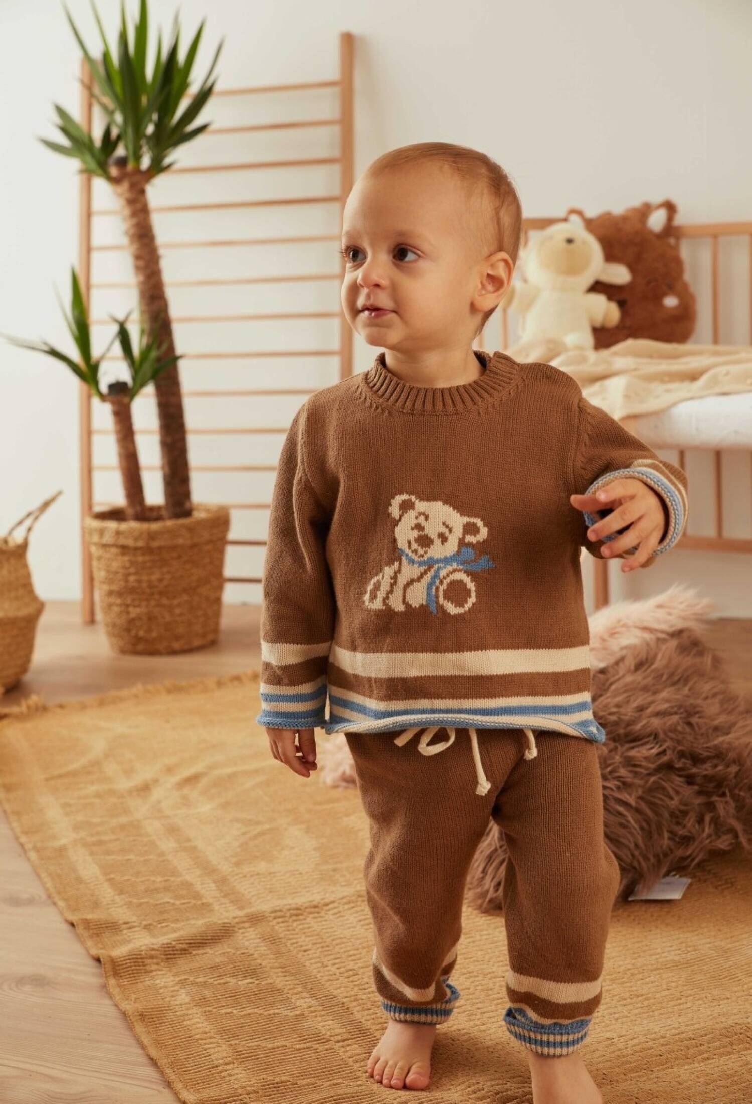 100% Organic Cotton With GOTS Certified Knitwear Funny Bear Two Piece Set 3-12M Uluda? Triko 1061-21060 - 1061-21060