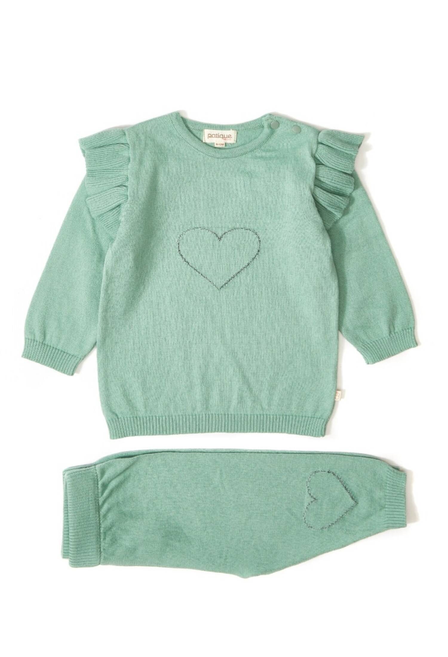 100% Organic Cotton With GOTS Certified Knitwear Ruffle Love Two Piece Set 3-12M Uluda? Triko 1061-21035 - 1061-21035
