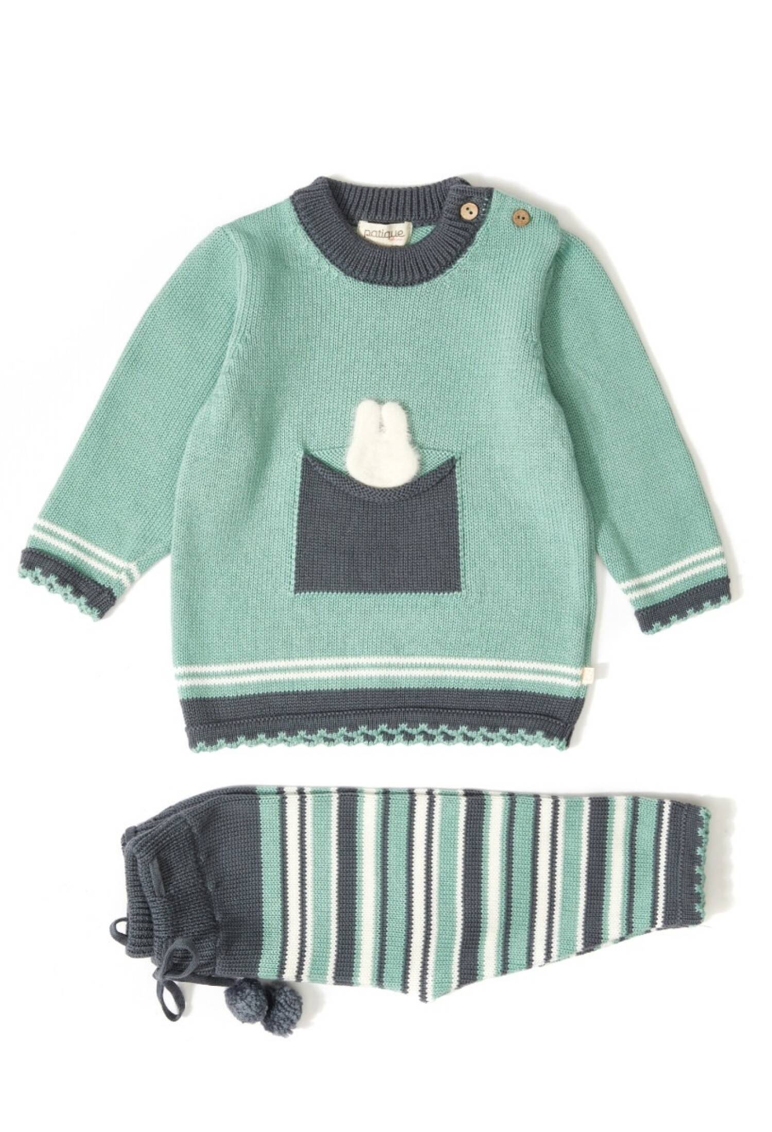 100% Organic Cotton With GOTS Certified Knitwear Stripe Two Piece Set 12-36M Uluda? Triko 1061--121039 - 1061--121039