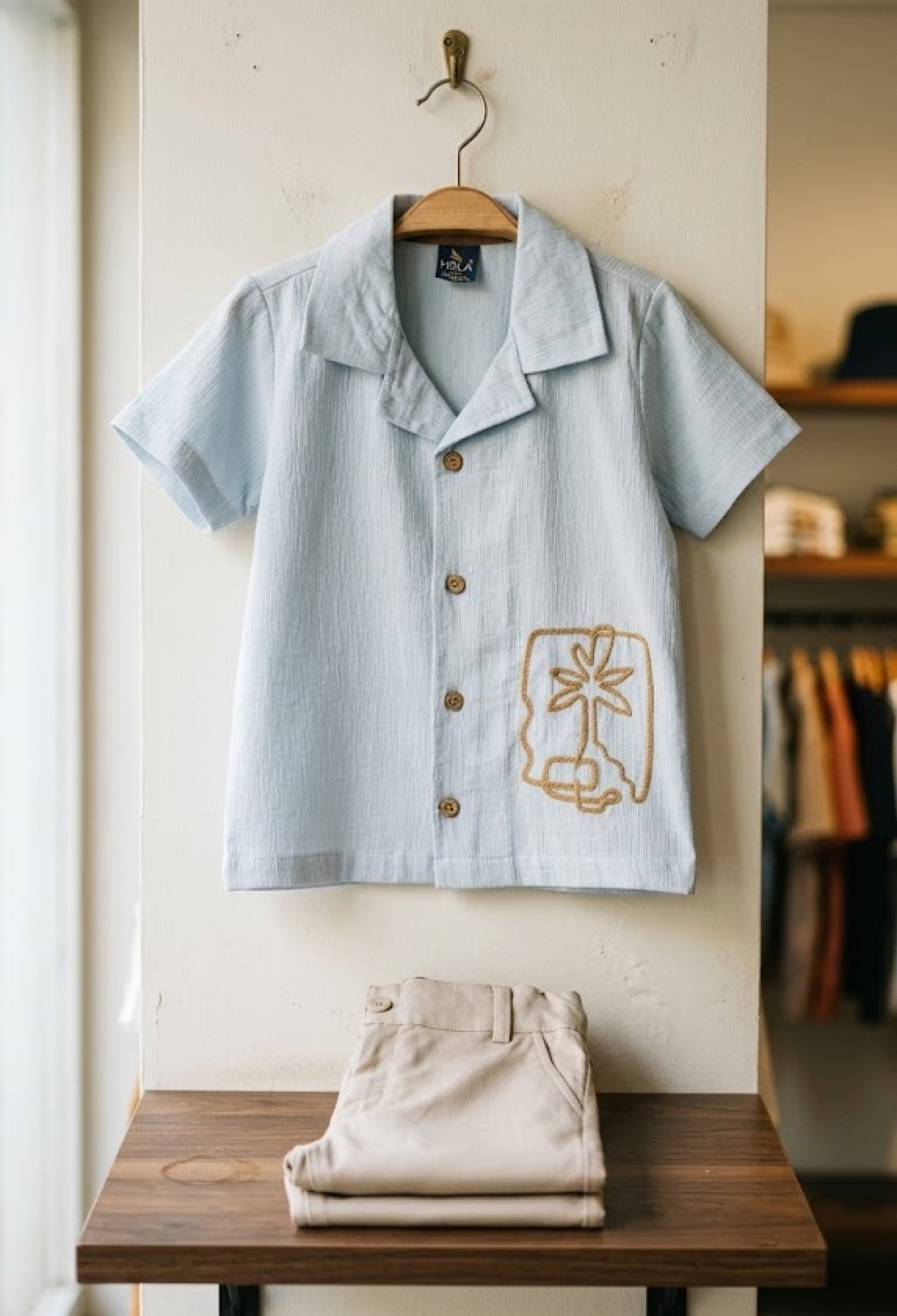 Palm Tree Embroidered Boys Suit