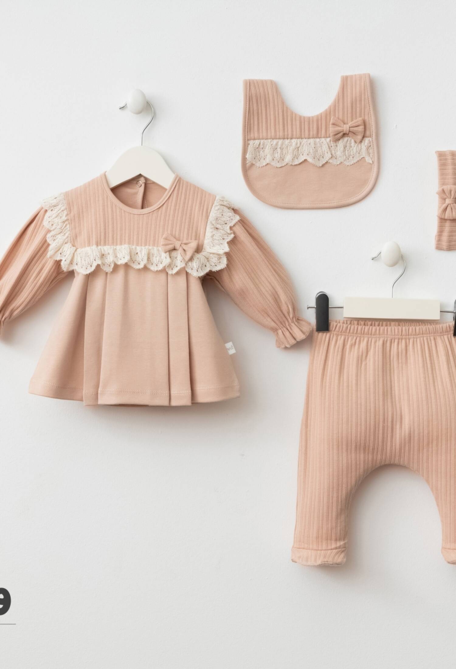 Baby Girls' Lace Trimmed Dress and Leggings Set