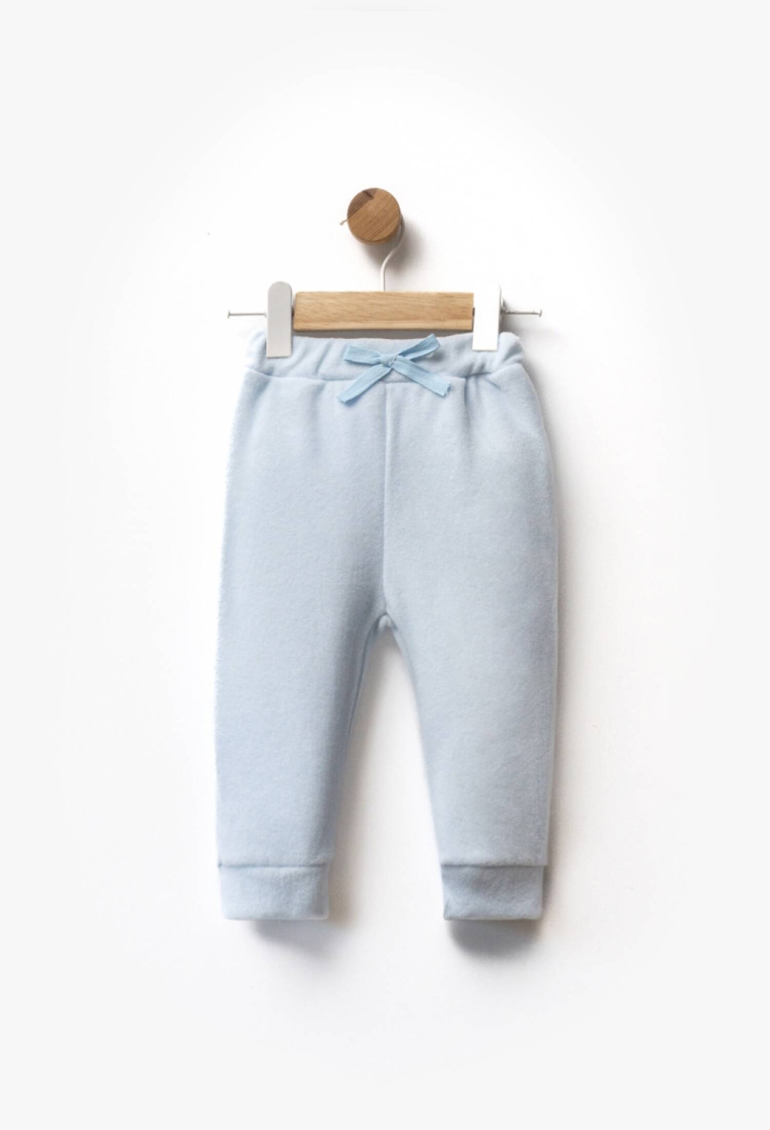 Light Blue Baby Joggers with Bow Detail
