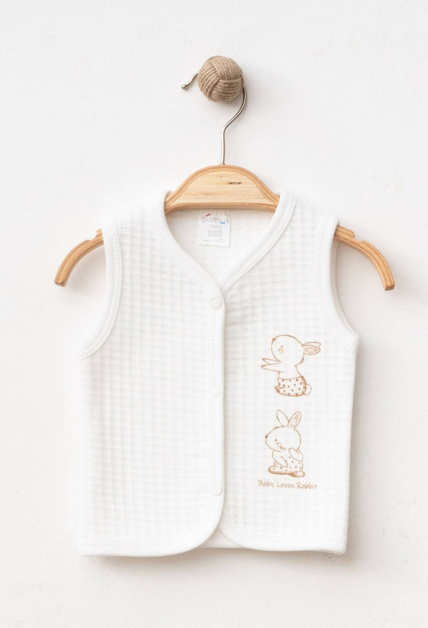 Baby Girls' White Quilted Bunny Print Vest