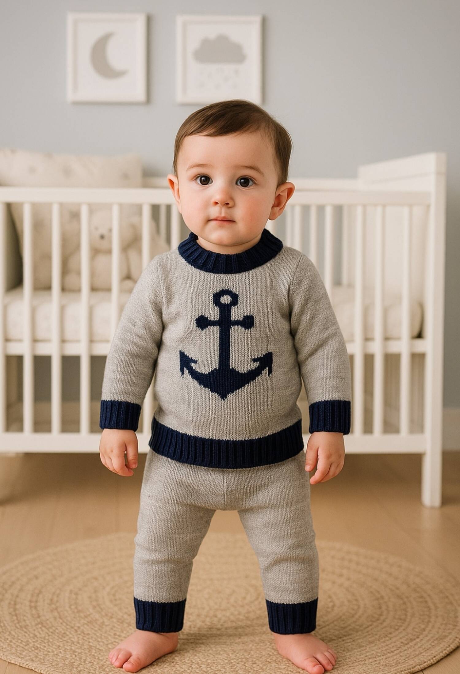 Striped Knitted Two-Piece Set - 1008 - Brand: Has Bereket - Kids & Bby Clothes From Peralane Kids Turkey