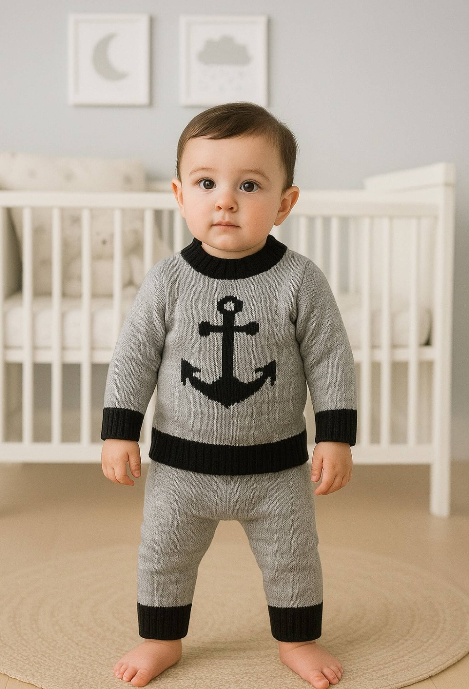 Striped Knitted Two-Piece Set - 1008 - Brand: Has Bereket - Kids & Bby Clothes From Peralane Kids Turkey