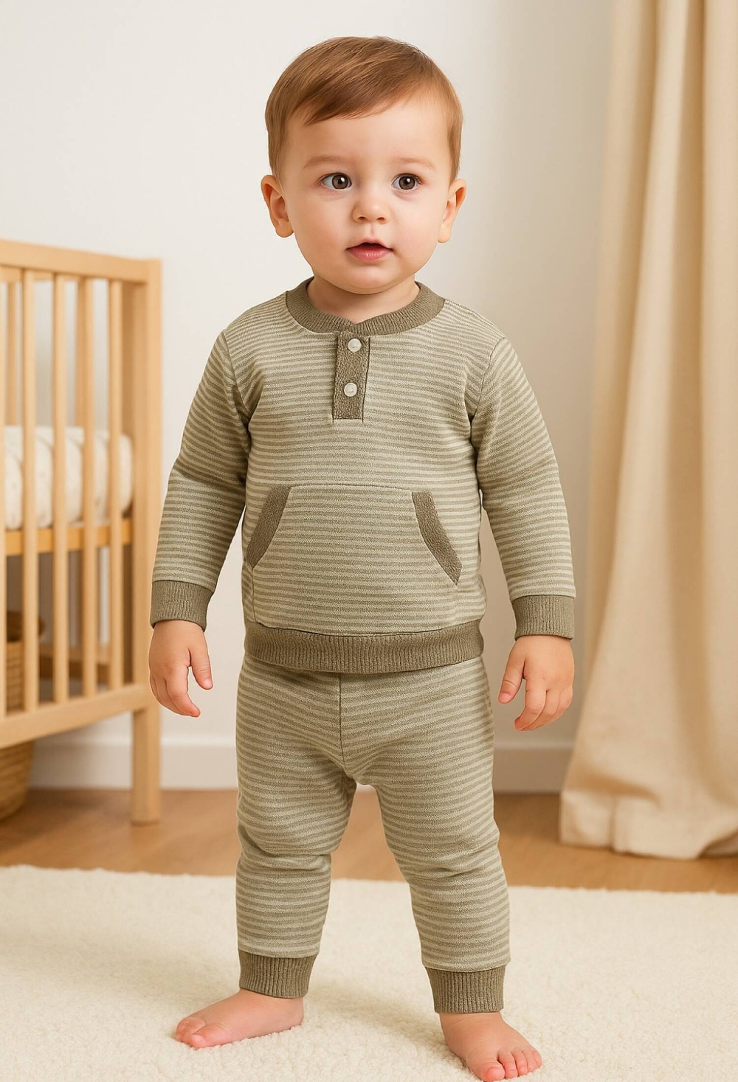 Striped Knitted Two-Piece Set - 1009