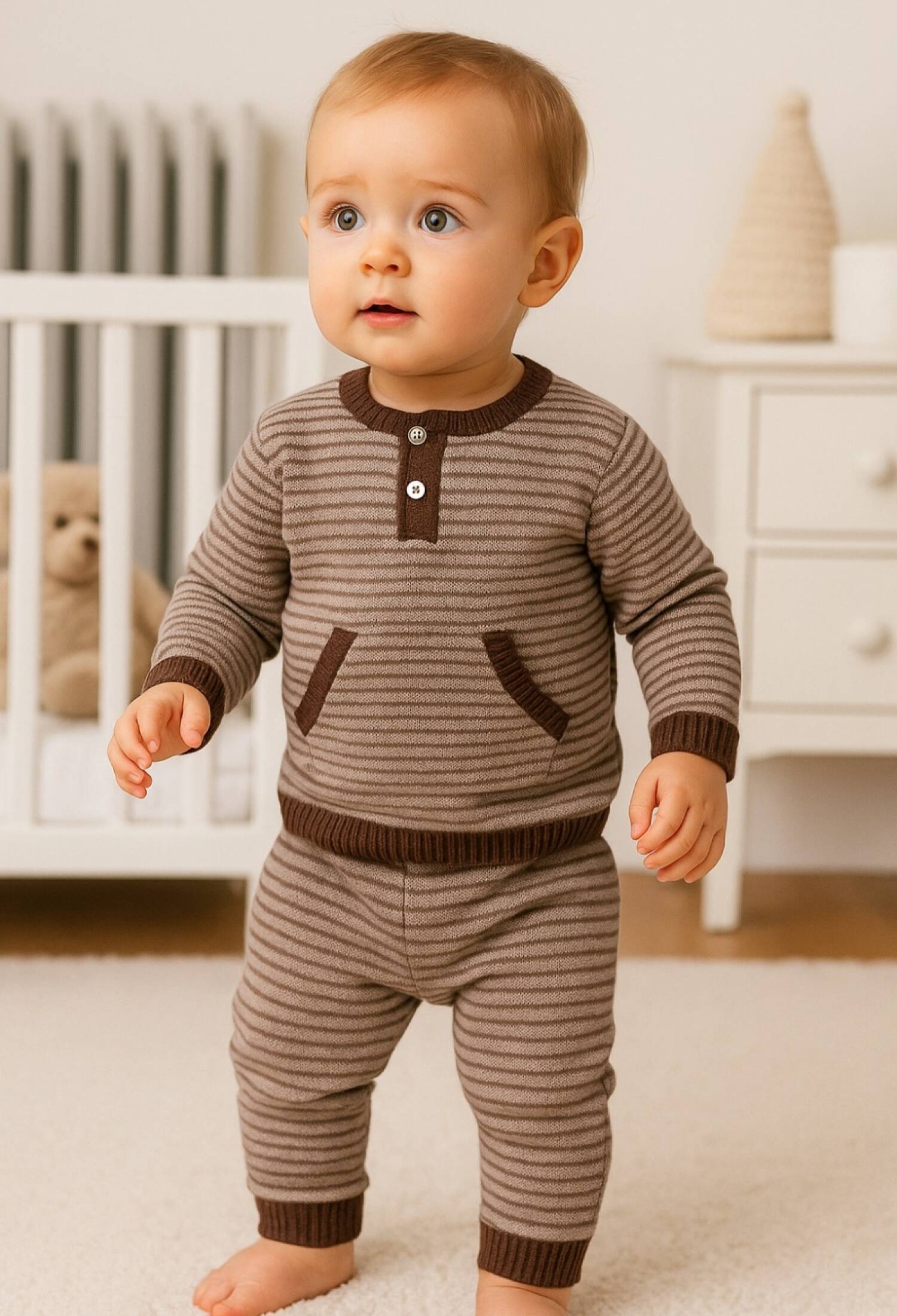 Striped Knitted Two-Piece Set - 1009 - Brand: Has Bereket - Kids & Bby Clothes From Peralane Kids Turkey