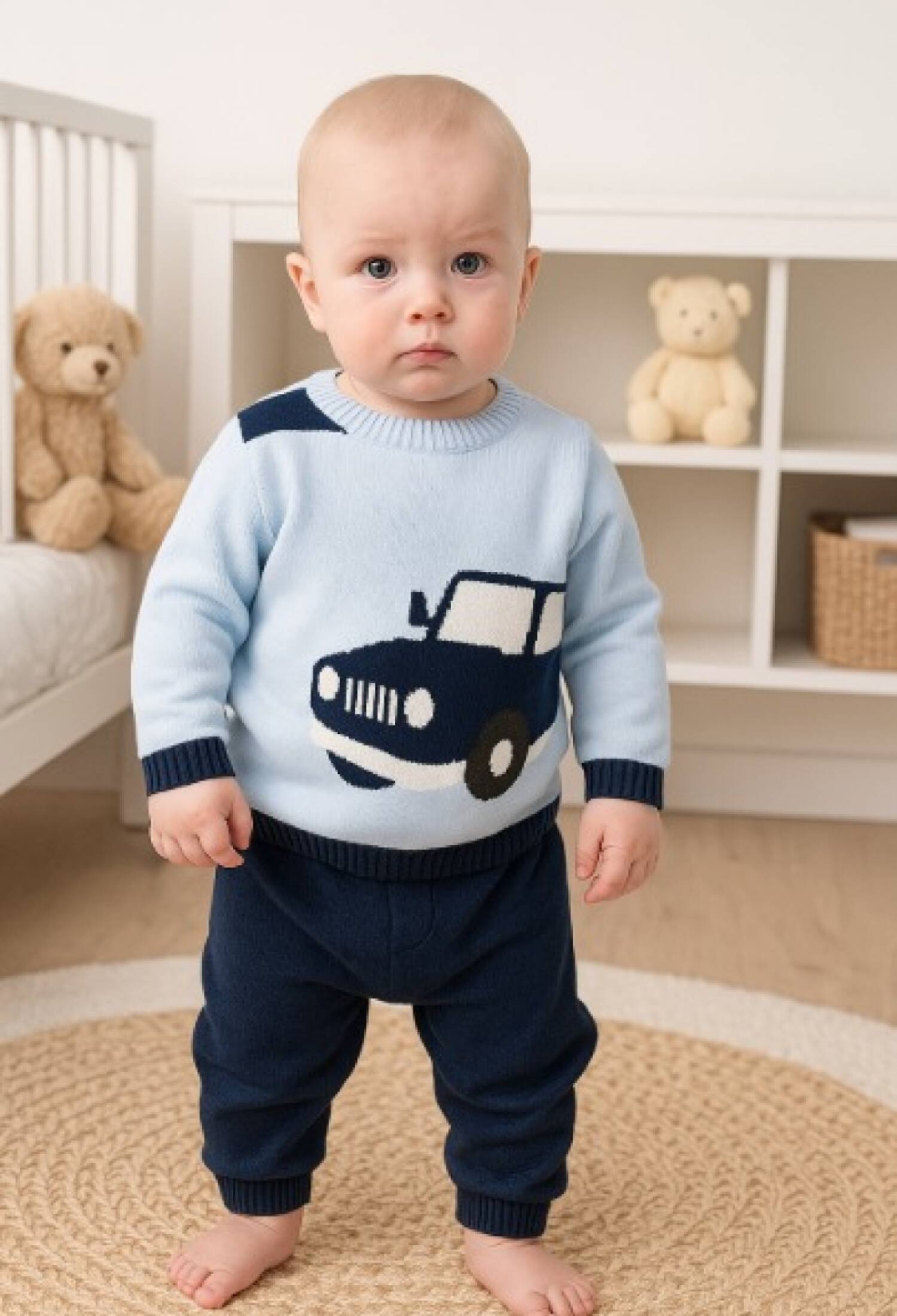 Knitted Baby Boy 2-Piece Set with Pattern - 1011 - Brand: Has Bereket - Kids & Bby Clothes From Peralane Kids Turkey