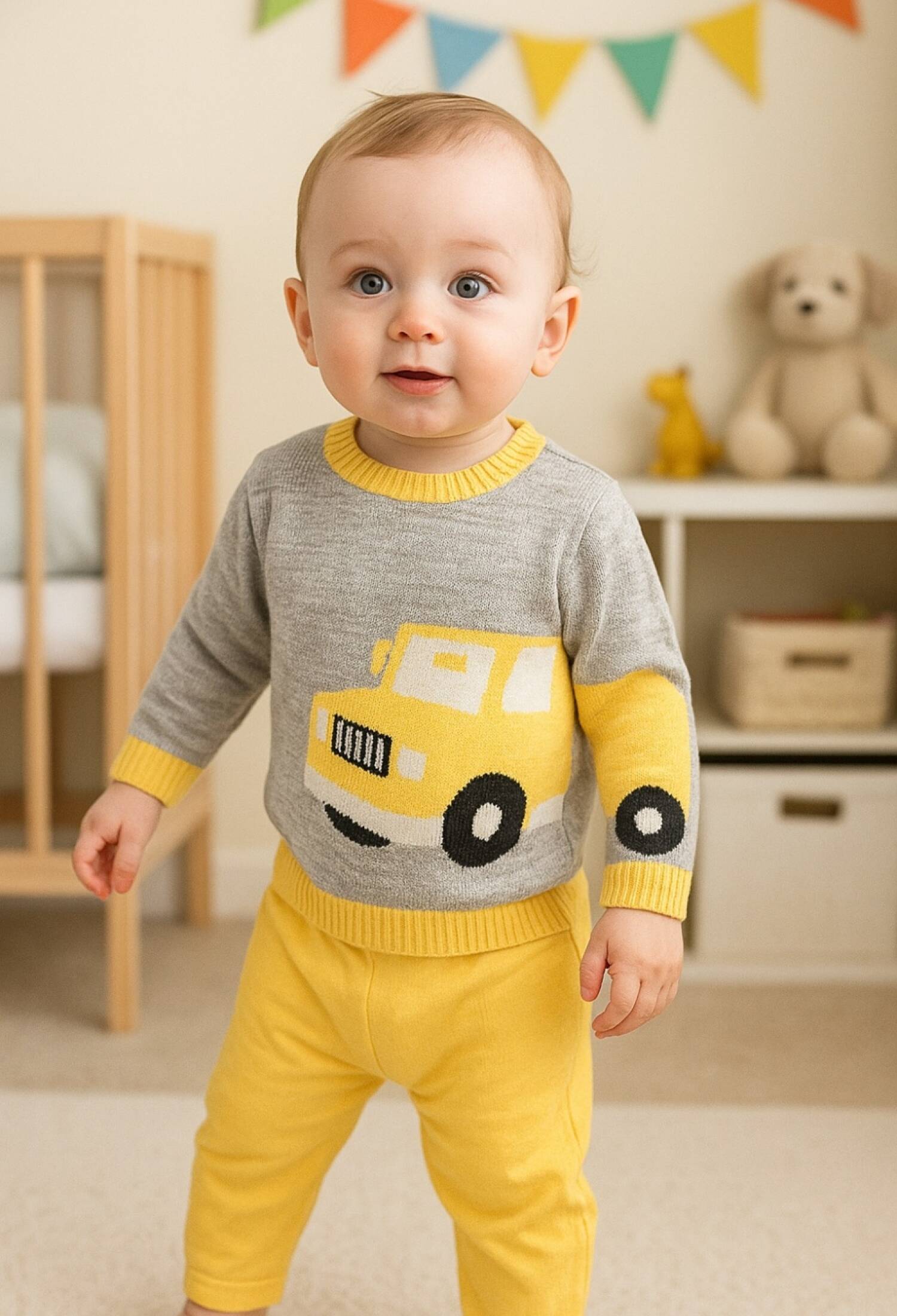 Knitted Baby Boy 2-Piece Set with Pattern - 1011 - Brand: Has Bereket - Kids & Bby Clothes From Peralane Kids Turkey