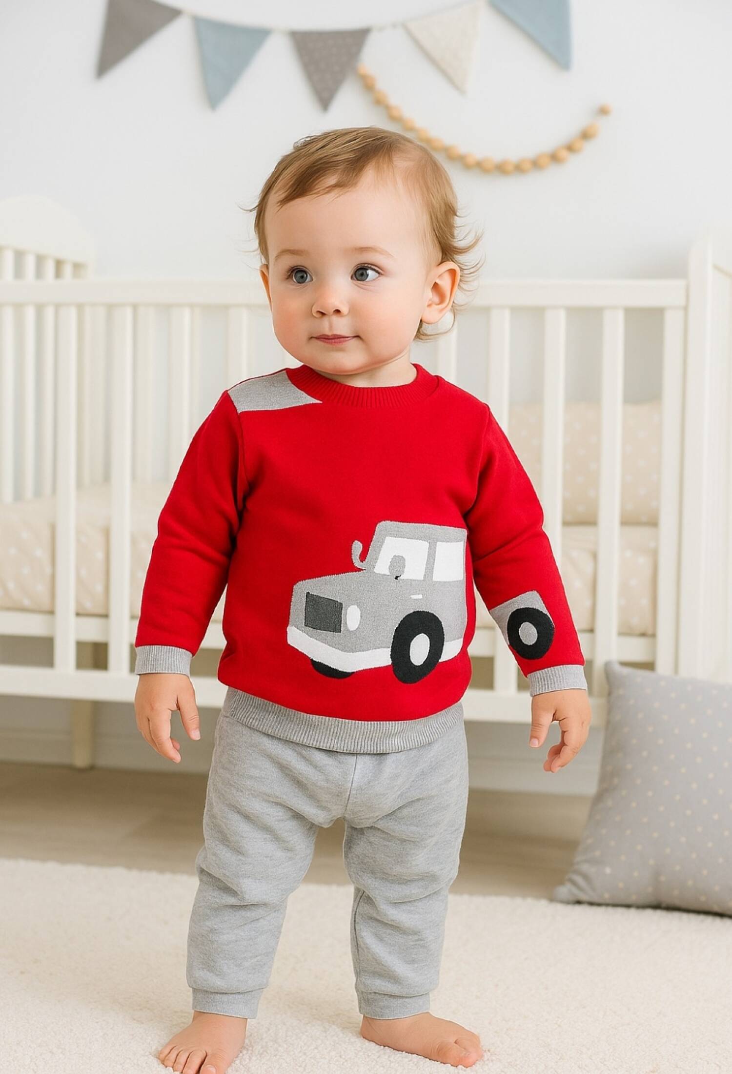 Knitted Baby Boy 2-Piece Set with Pattern - 1011 - Brand: Has Bereket - Kids & Bby Clothes From Peralane Kids Turkey