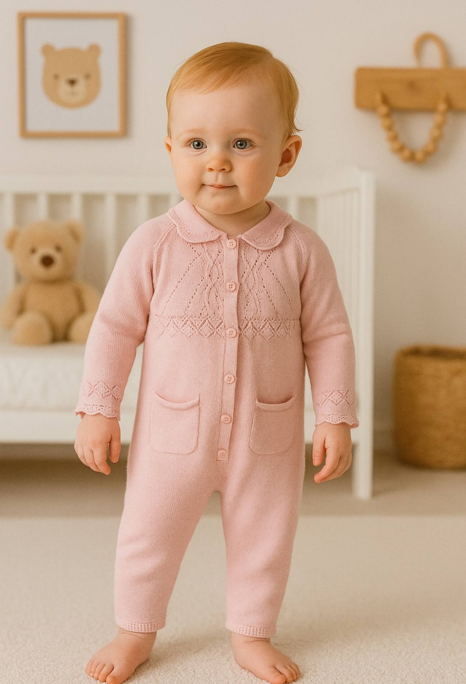 Knitted Girl's Jumpsuit with Pattern - 1014 - Brand: Has Bereket - Kids & Bby Clothes From Peralane Kids Turkey