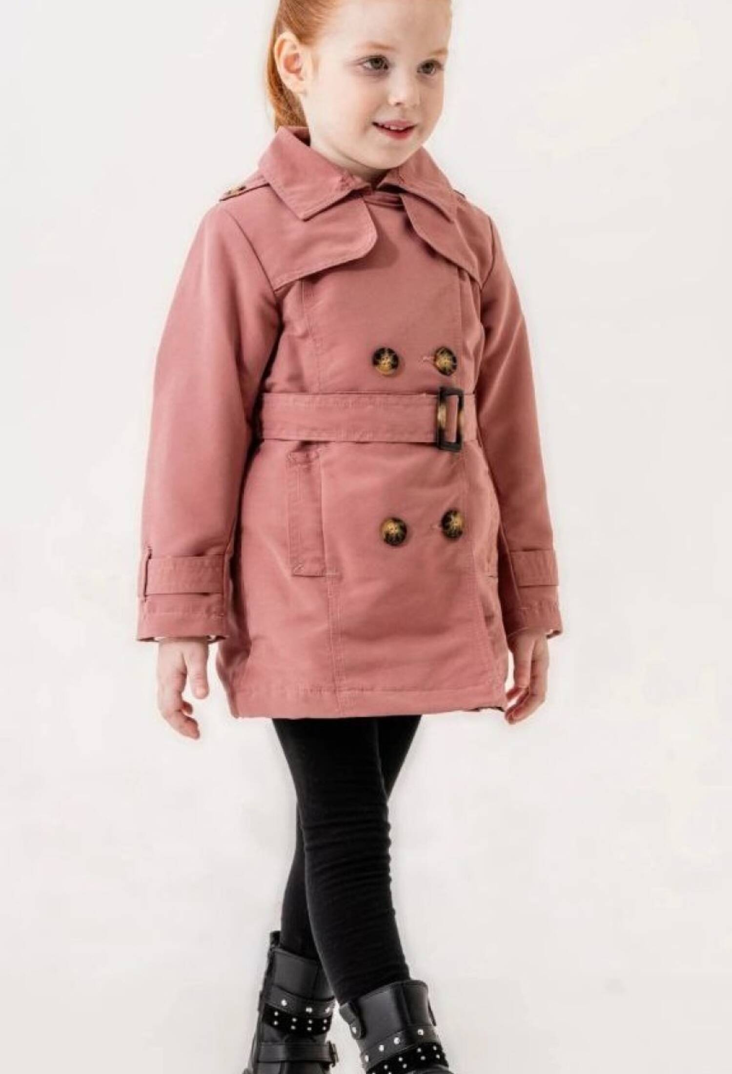 Girls Rose Pink Double Breasted Trench Coat