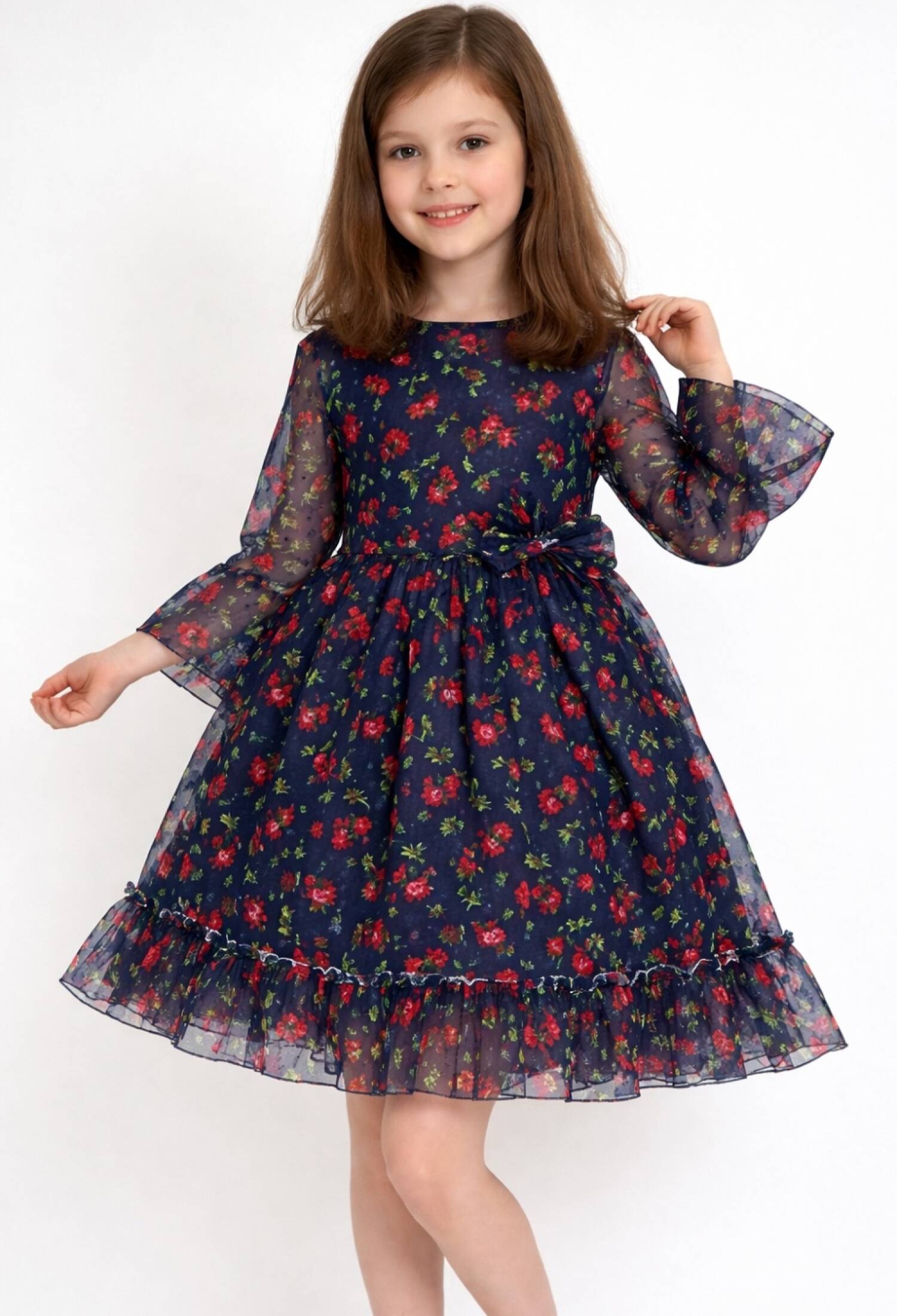 Patterned Girl Dress - 1072 - Brand: Has Bereket - Kids & Bby Clothes From Peralane Kids Turkey