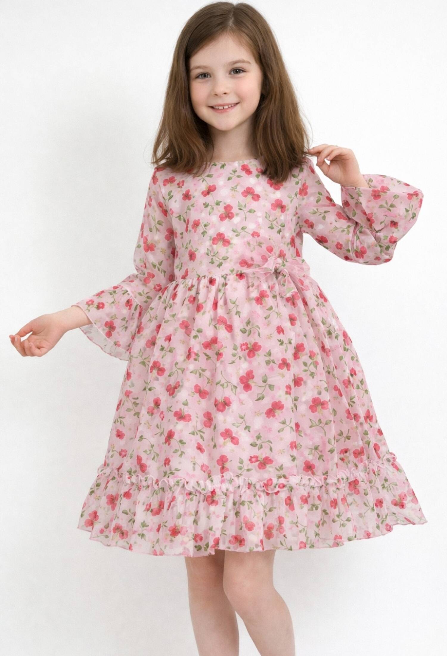 Patterned Girl Dress - 1072 - Brand: Has Bereket - Kids & Bby Clothes From Peralane Kids Turkey