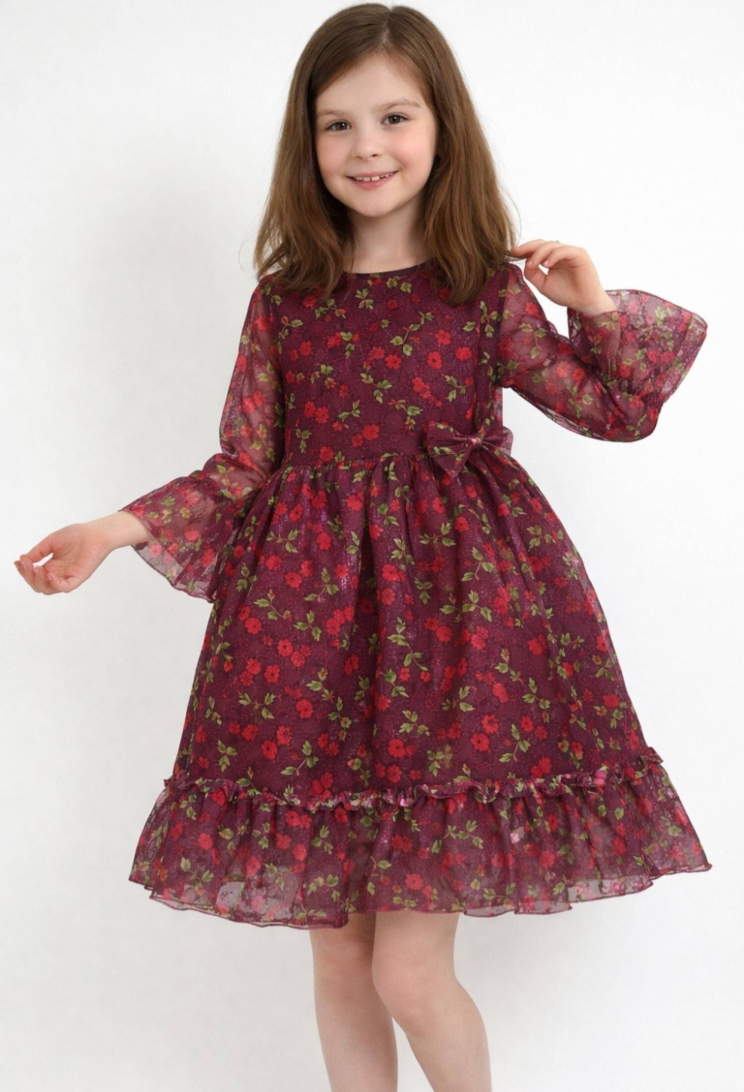 Patterned Girl Dress - 1072 - Brand: Has Bereket - Kids & Bby Clothes From Peralane Kids Turkey
