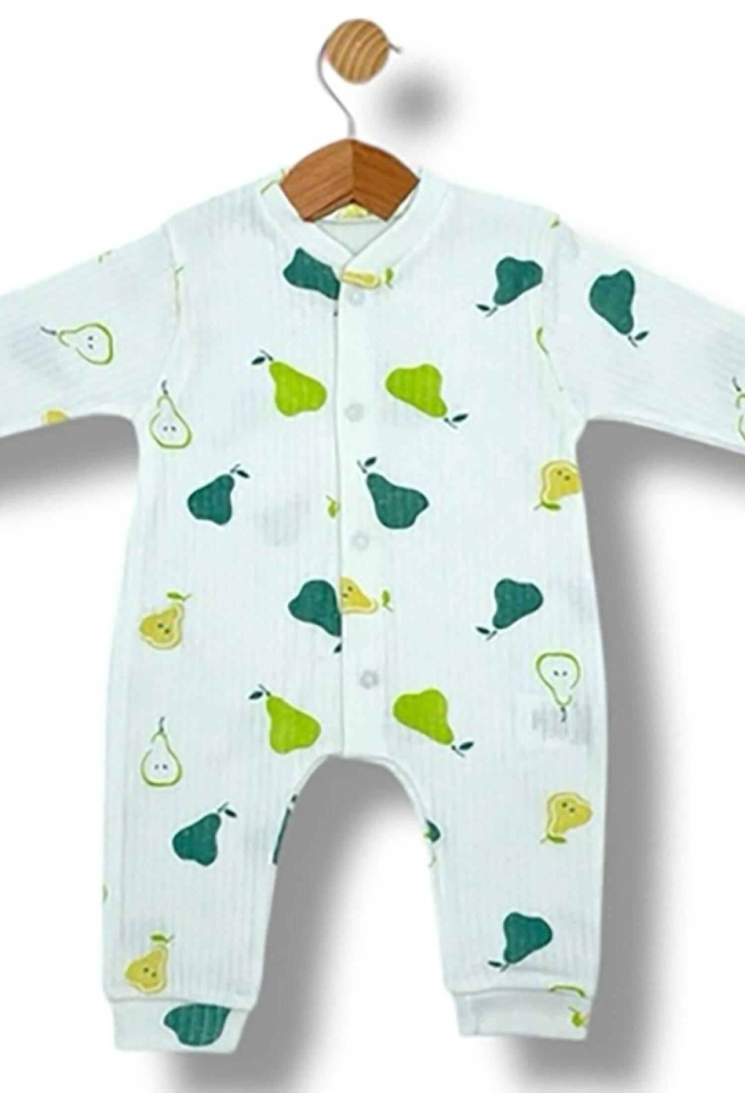 Pear Patterned Baby Girl Romper with Report