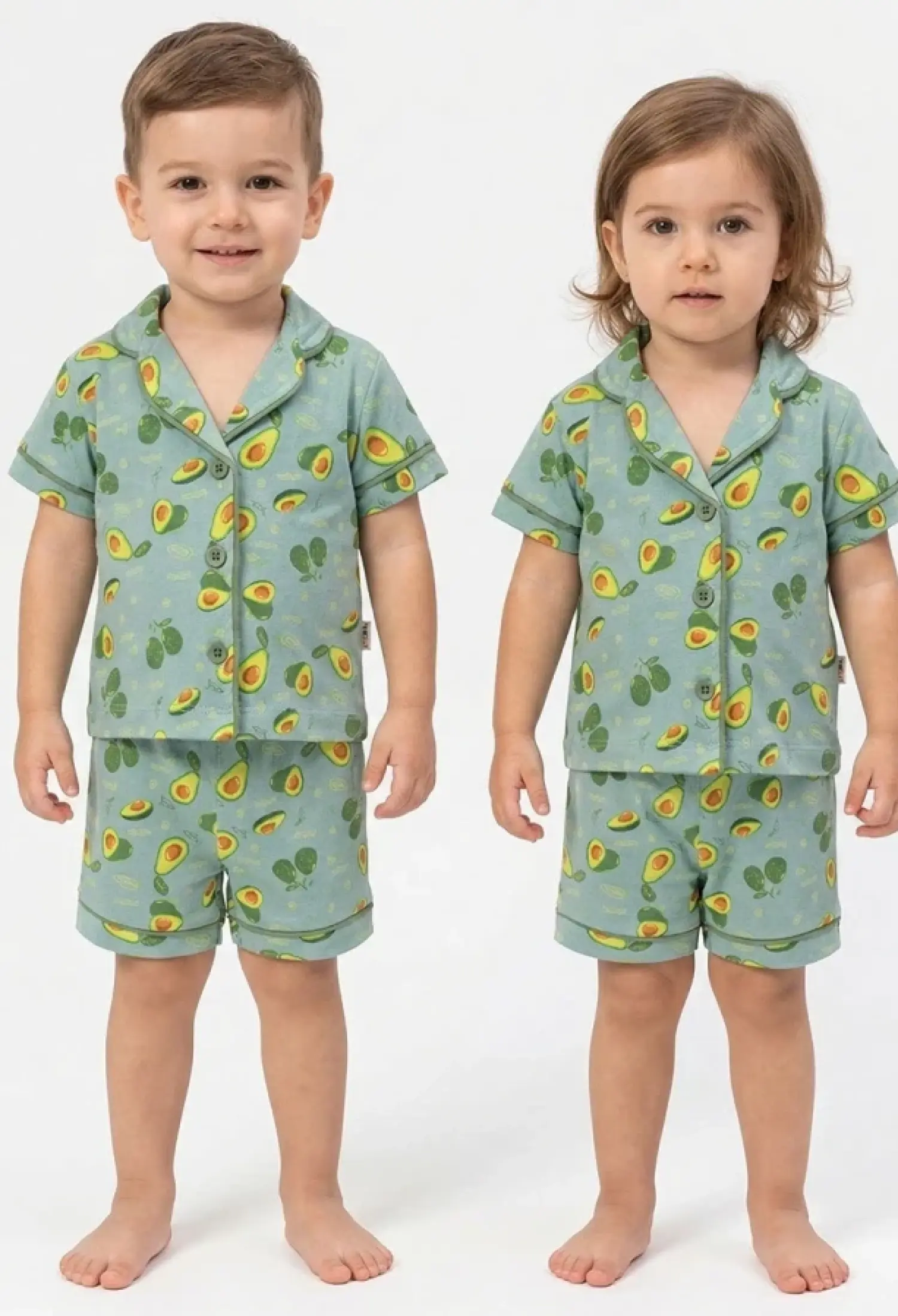 Avokado Desenli Yakalı Düğmeli Unisex Pijama Takım - Brand: DOLAŞ - Kids & Bby Clothes From Peralane Kids Turkey