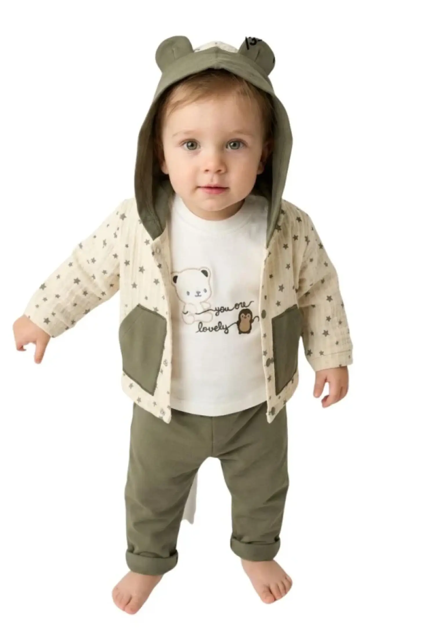 Ayıcık Baskılı Üçlü Erkek Bebe Takım - Brand: ELCİ BABY - Kids & Bby Clothes From Peralane Kids Turkey