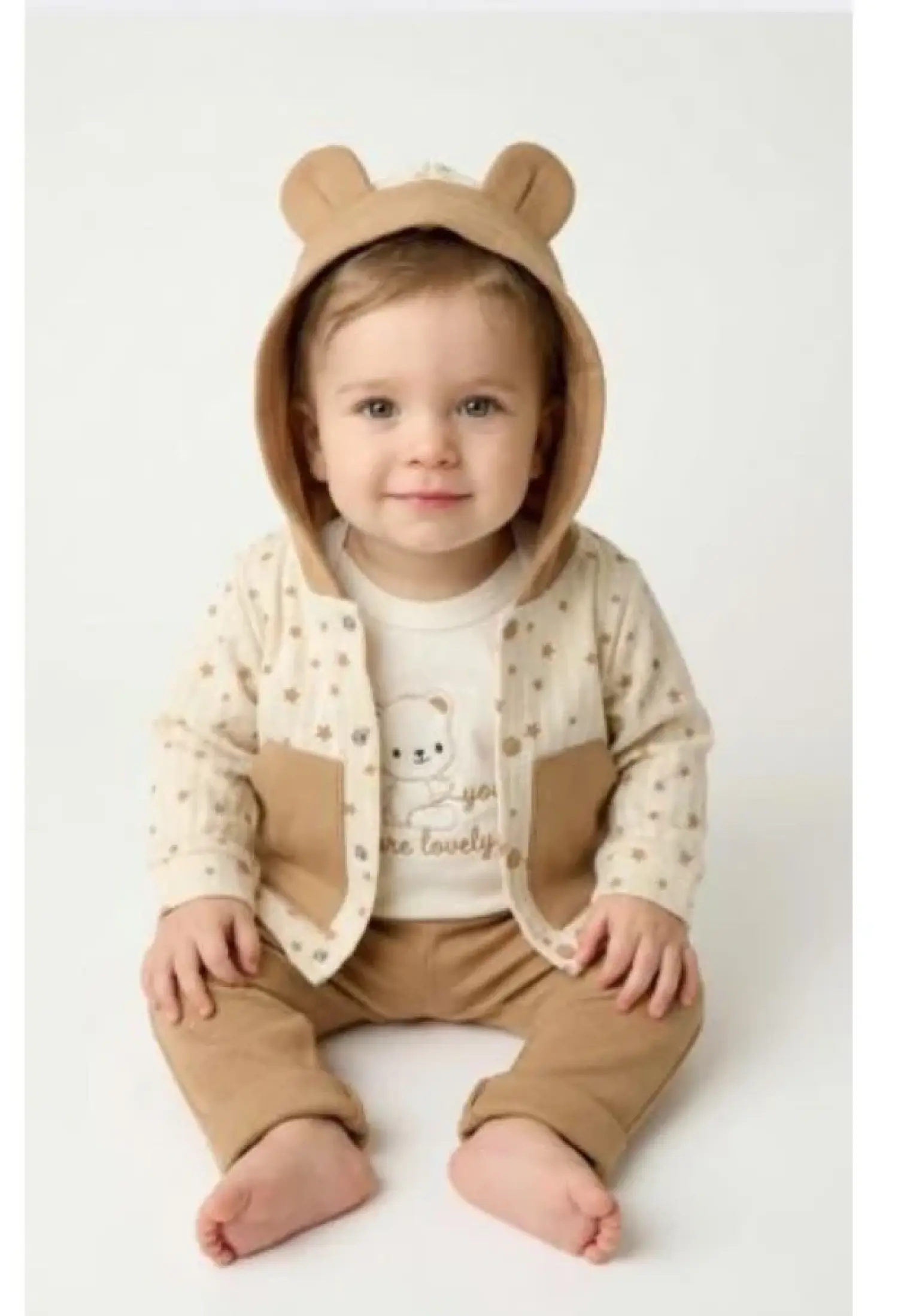Ayıcık Baskılı Üçlü Erkek Bebe Takım - Brand: ELCİ BABY - Kids & Bby Clothes From Peralane Kids Turkey