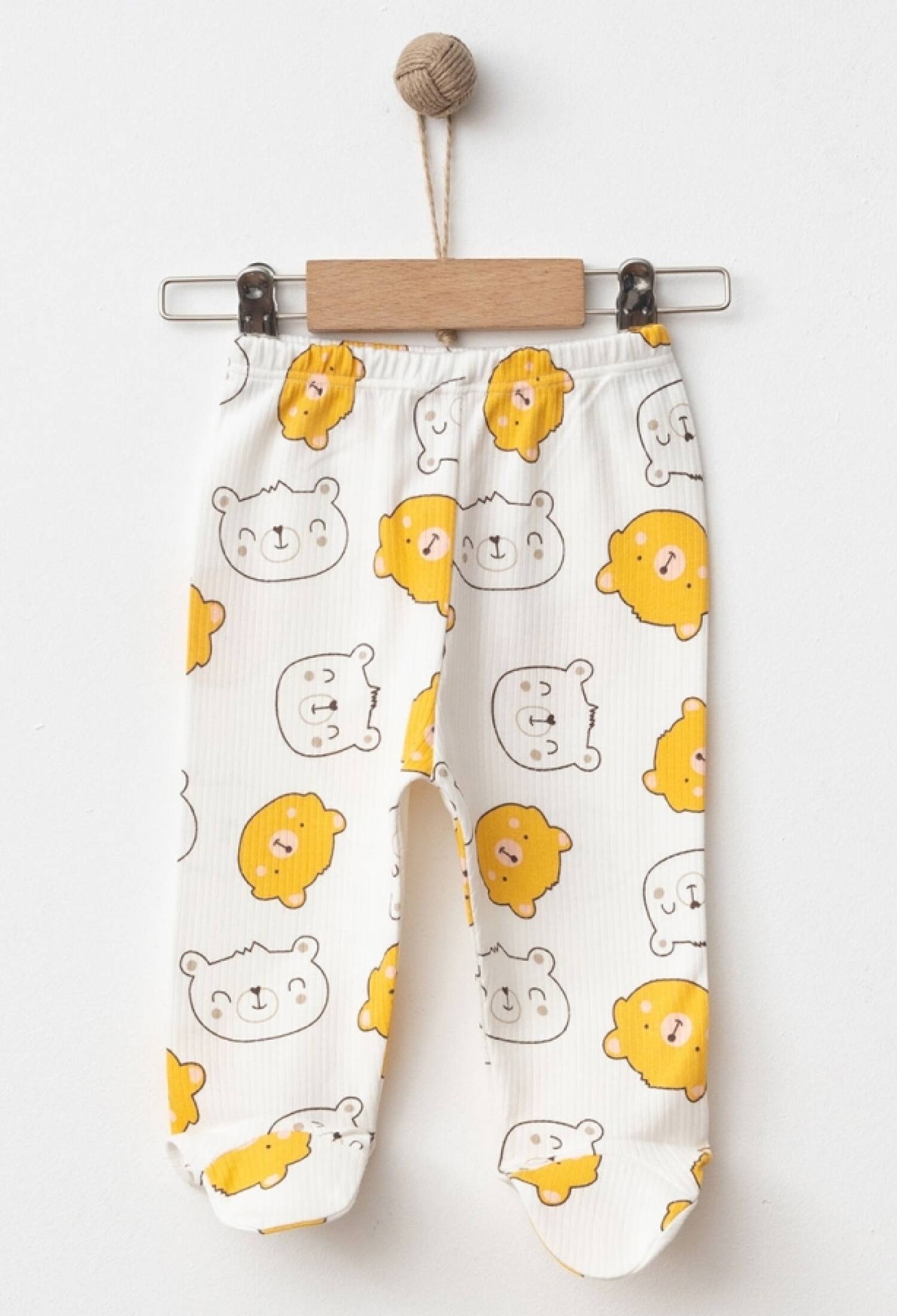 Teddy Bear Patterned Baby Boy Footed Bottoms