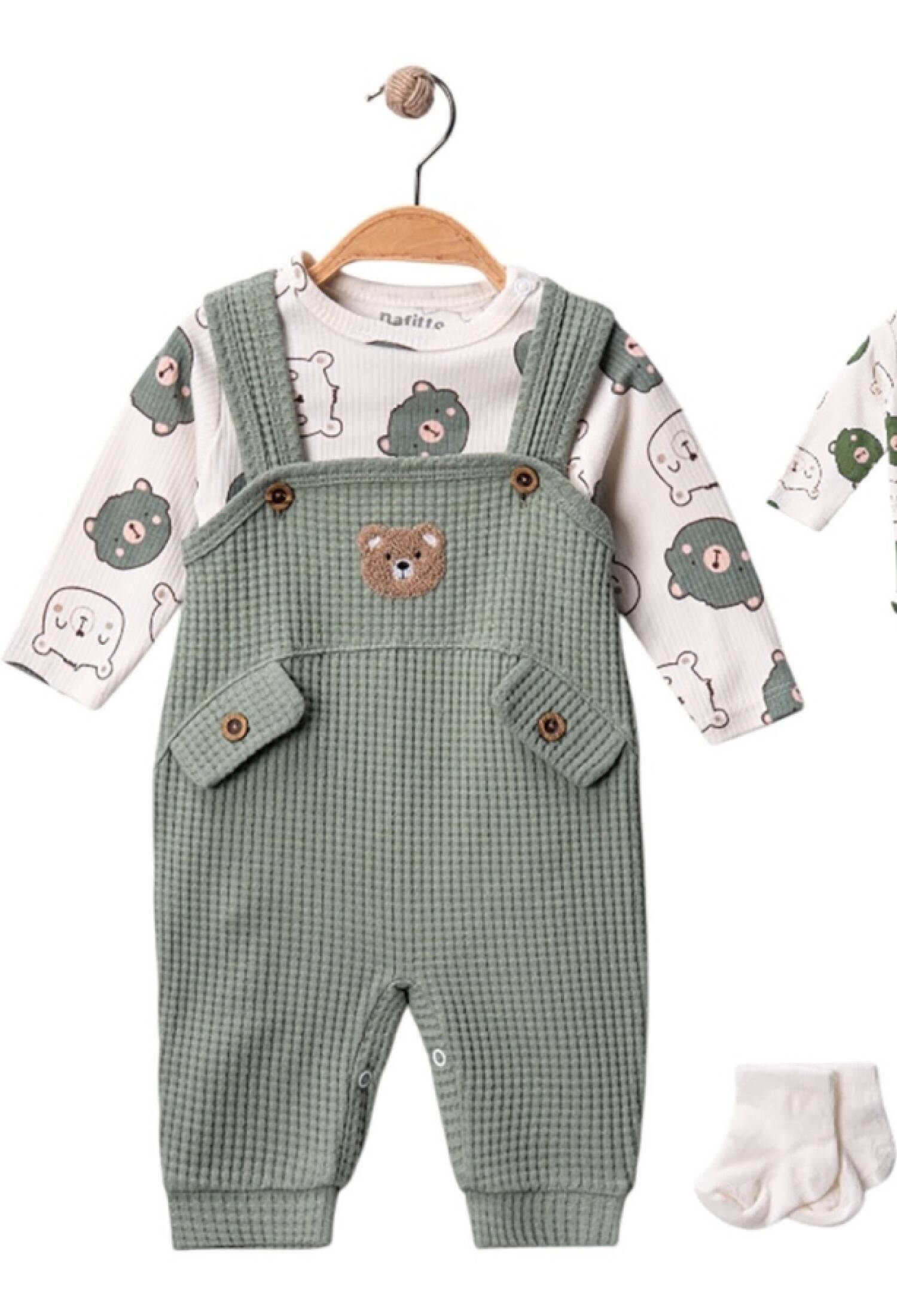 Teddy Bear Patterned Baby Boy Romper