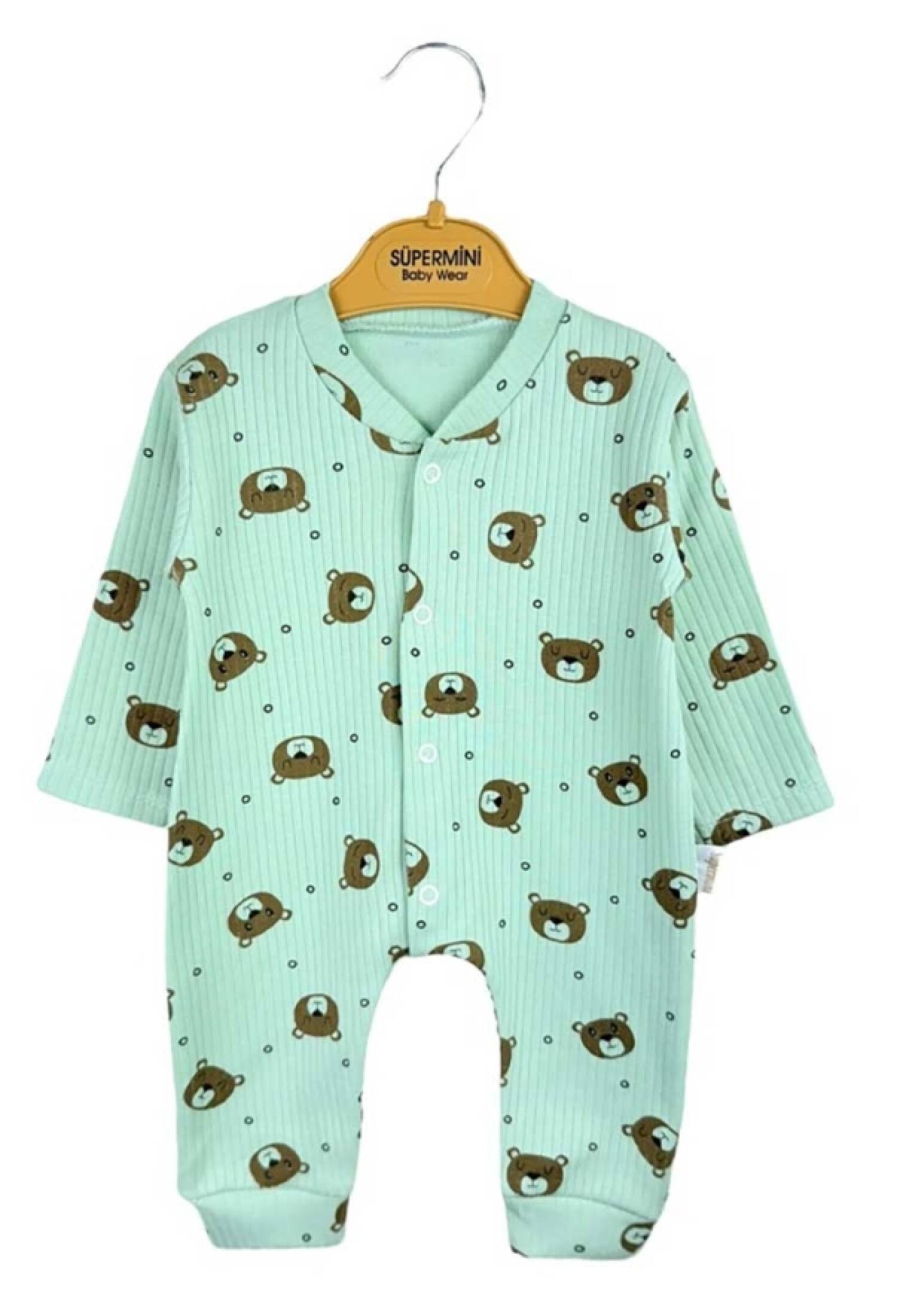 Teddy Bear Patterned Baby Girl Romper